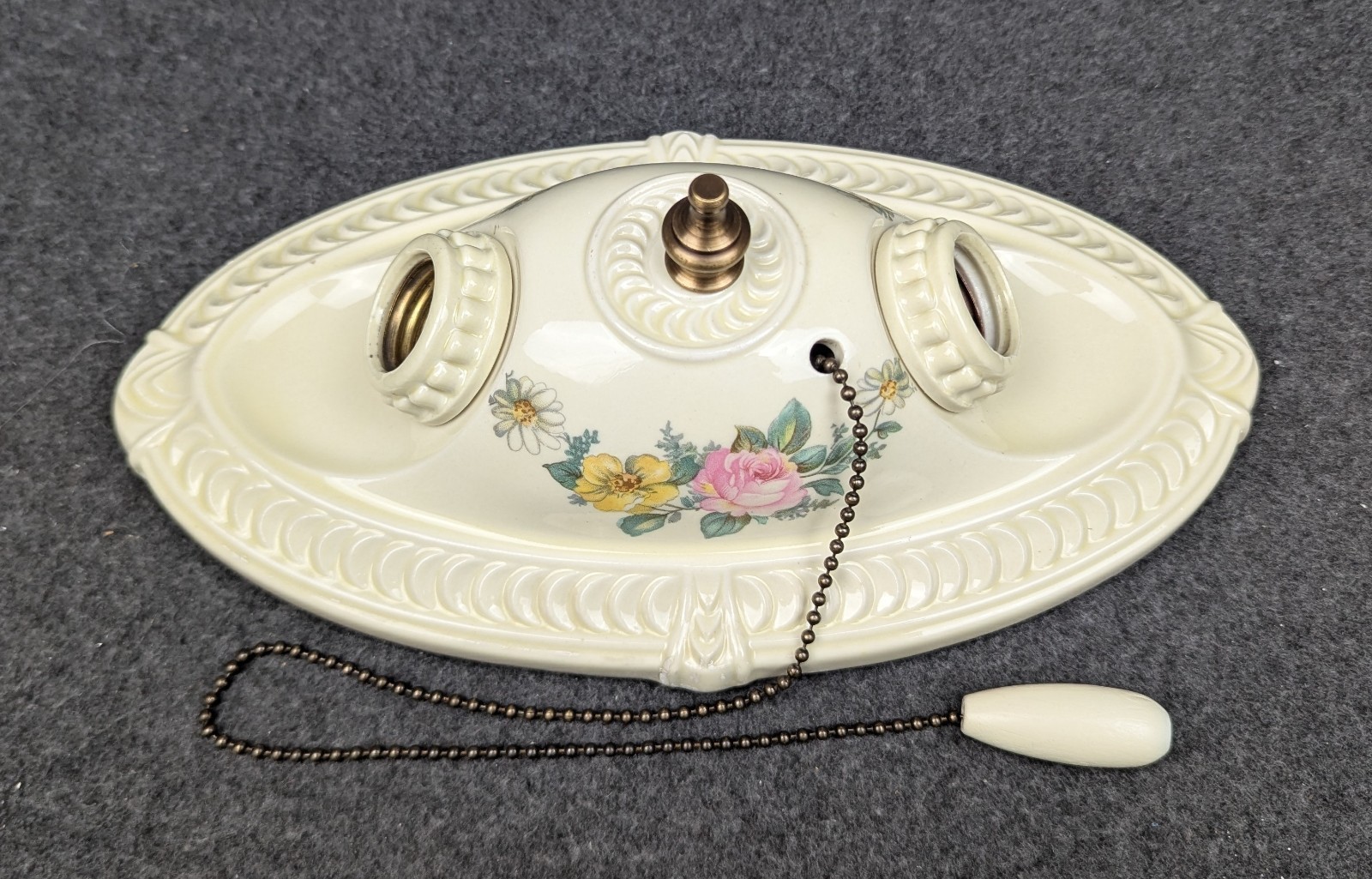 Outstanding PORCELIER 2-Bulb Porcelain Ceiling Light: Art Deco & MCM, Restored
