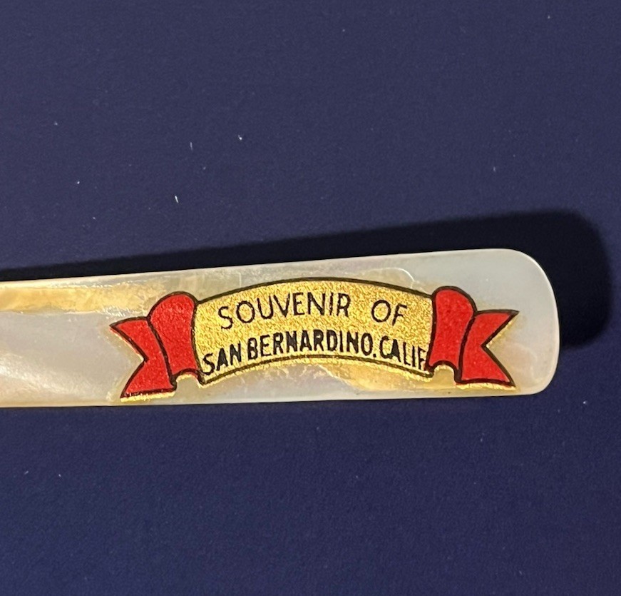 Vintage Ivory Spoon SOUVENIR OF SAN BERNARDINO, CALIF. 5”