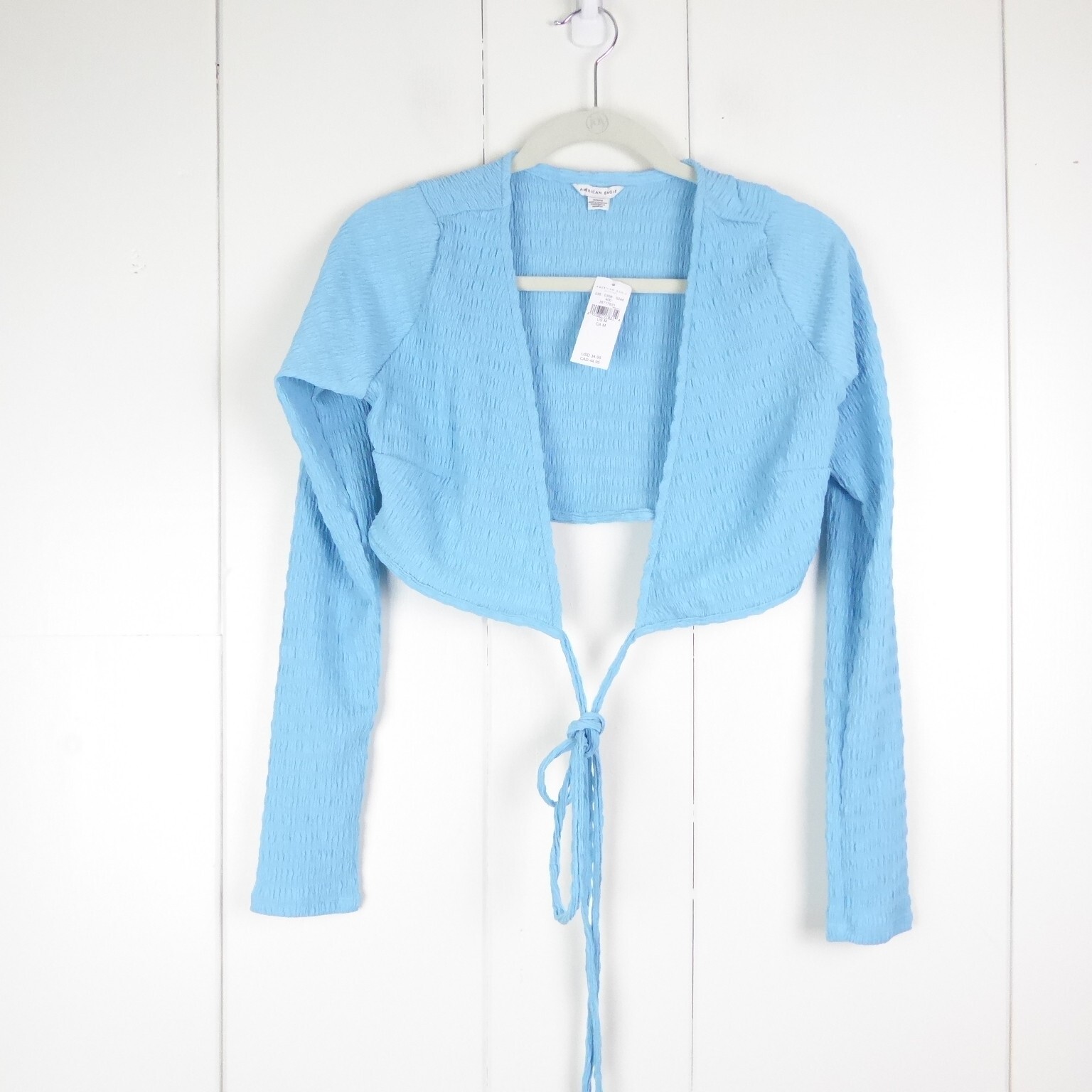 American Eagle Cardigan Womens SZ M Tie Front Cropped Long Sleeve Lot of 2 NWT