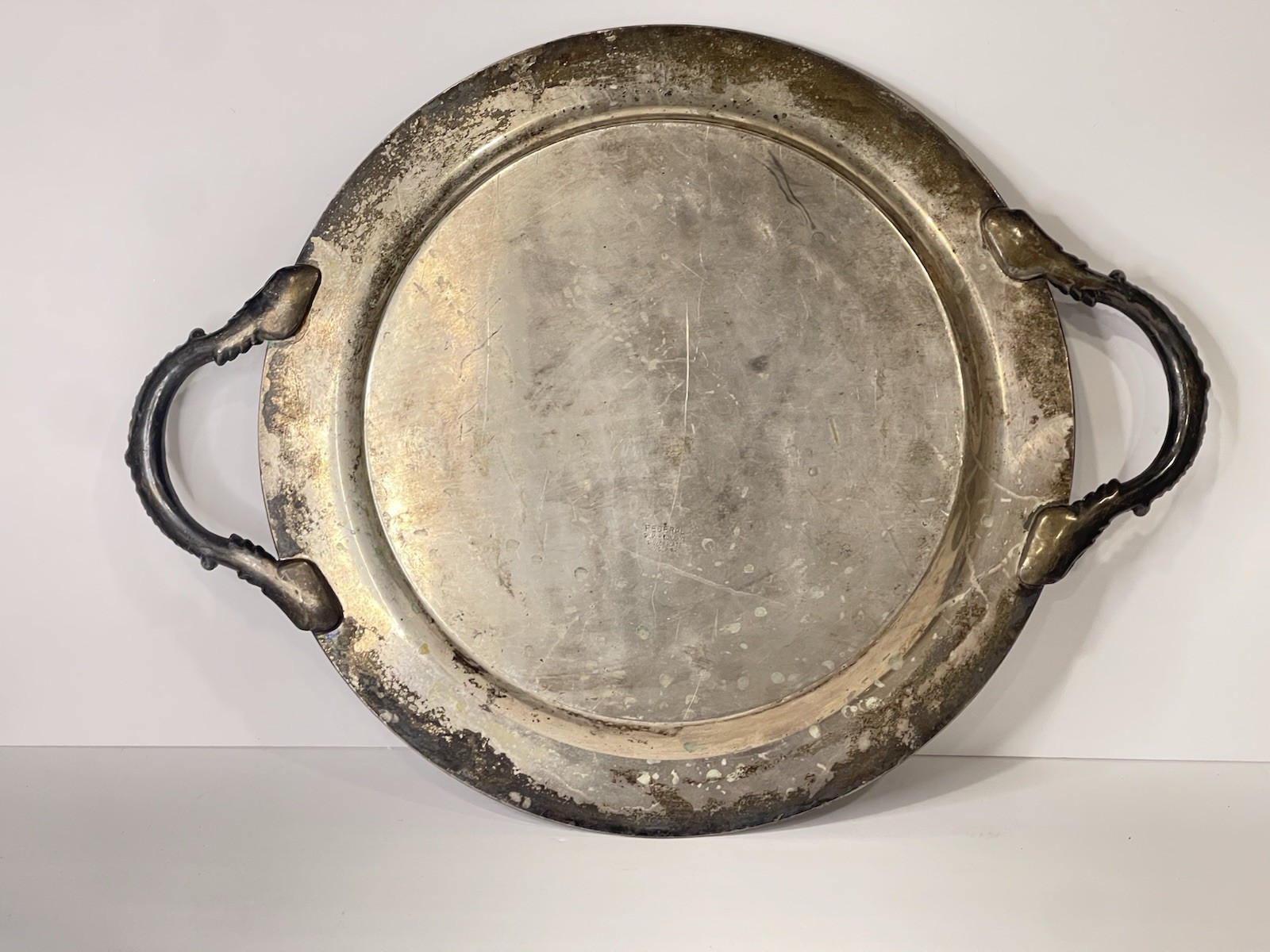 Vintage Copper Base Continental Silver Co Serving Tray 14″ | Federal Silver Tray
