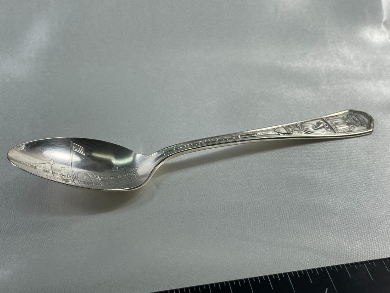 1933 Century of Progress, Fort Dearborn, Chicago Par Plate Spoon