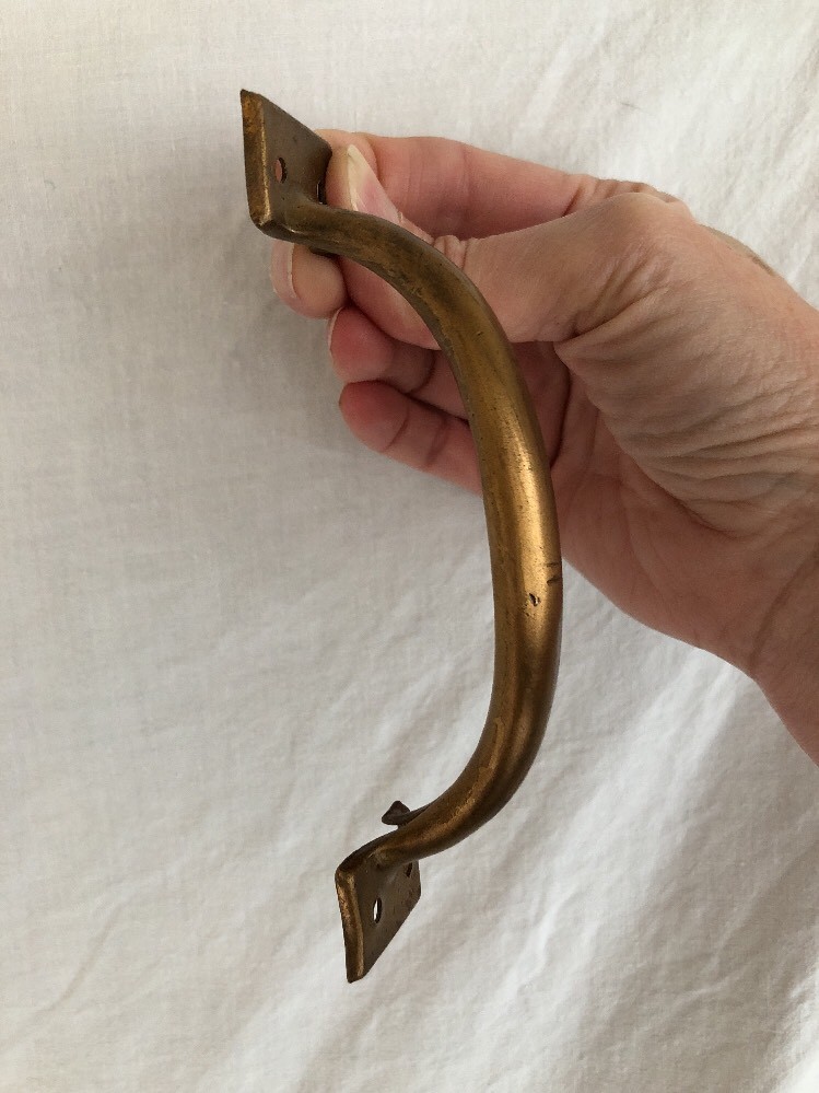 Vintage Rustic Screen Door Pull 5 7/16″Drawer/Door Handle Tarnished Rolled Brass