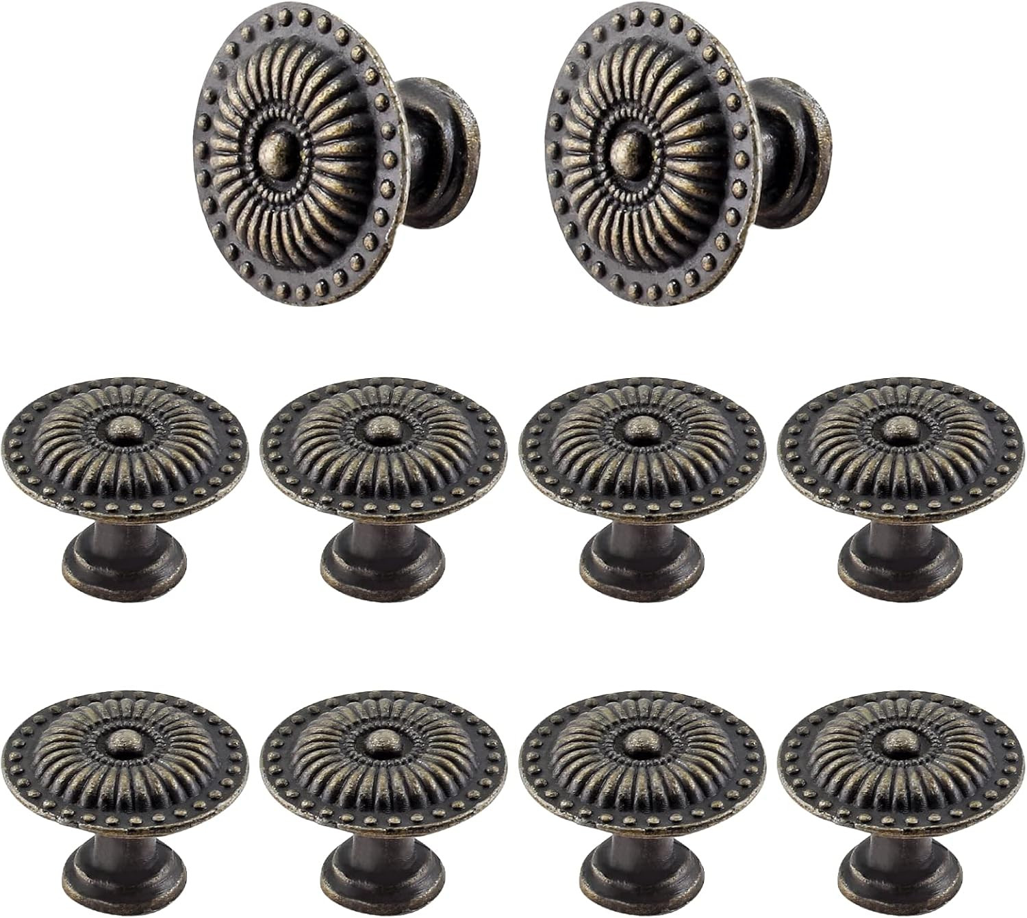 12 Packs 0.94 Inch Vintage Dresser Knobs Bronze, Small Drawer Knobs, Antique Cab