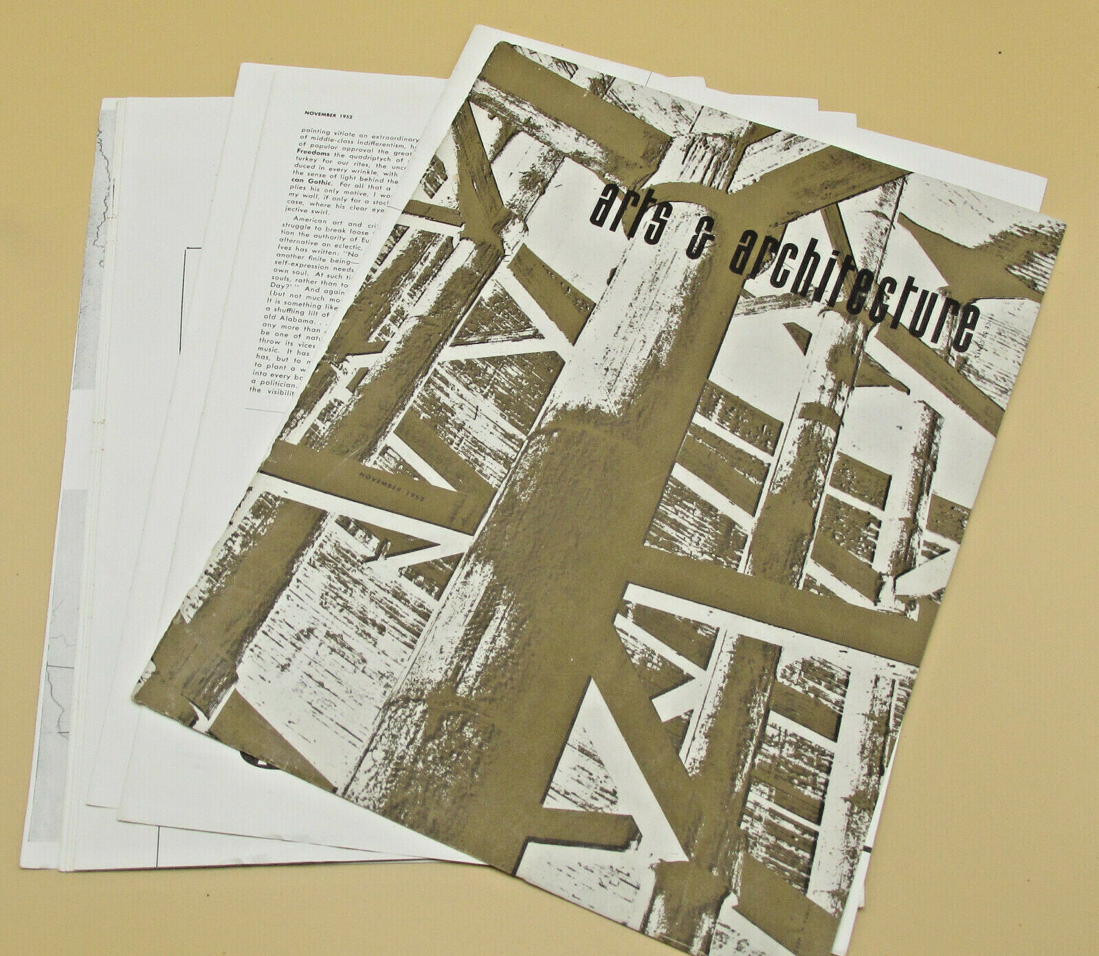 Original Issue Arts & Architecture Magazine November 1952 Loose Pages