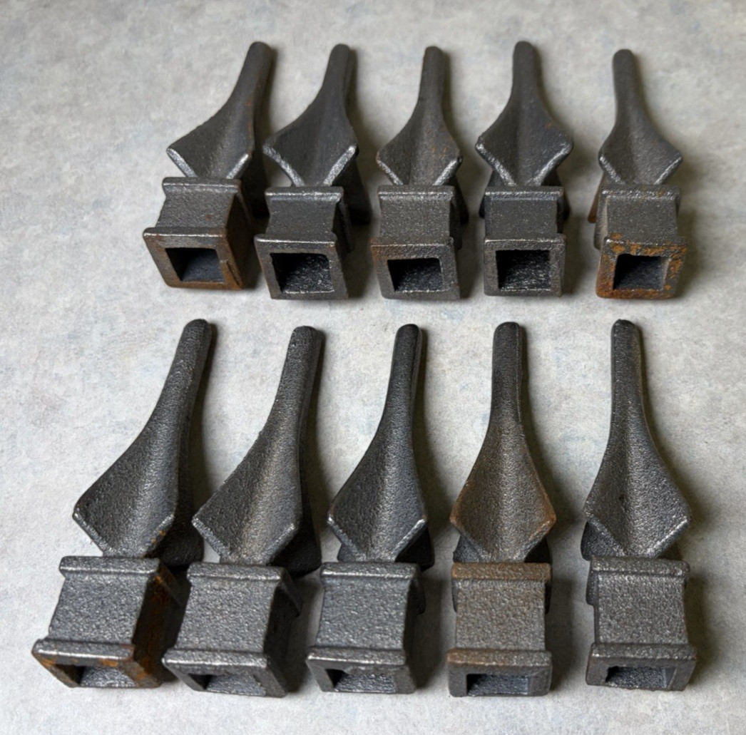 Antique Vintage Wrought Iron Fence & Gate 4″ Finials 1/2″ Lot of 10
