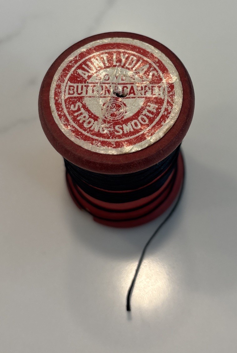 Vintage Aunt Lydia’s Carpet And Button Sewing Thread Wooden Spool