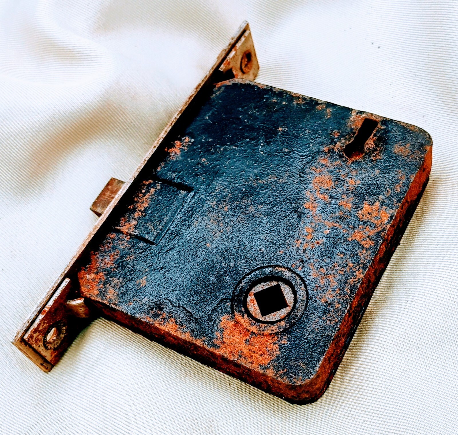 Mortise Lock Cast Iron with Brass Face Plate *Read