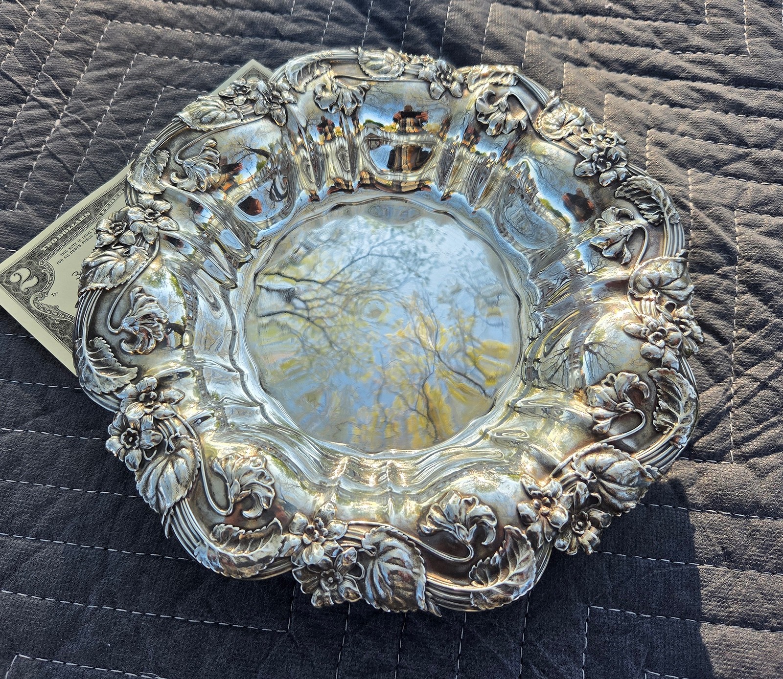 c1905 WHITING Sterling Silver Bowl – VIOLET – Art Nouveau – 8 3/4″ – 176g
