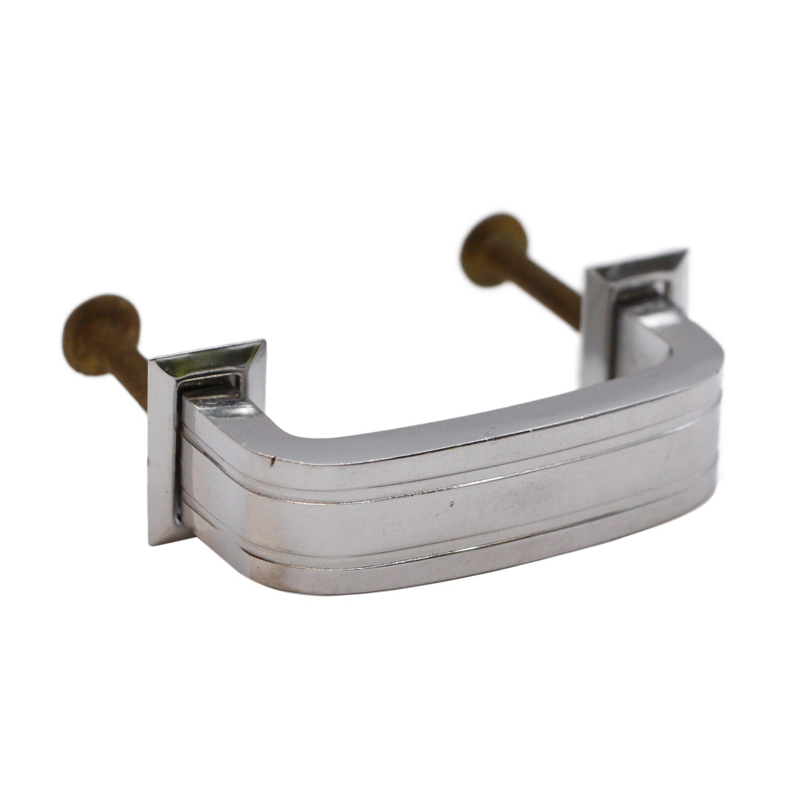 Vintage Olde New Art Deco 2.25 in. Chrome Plated Brass Bridge Drawer Pull