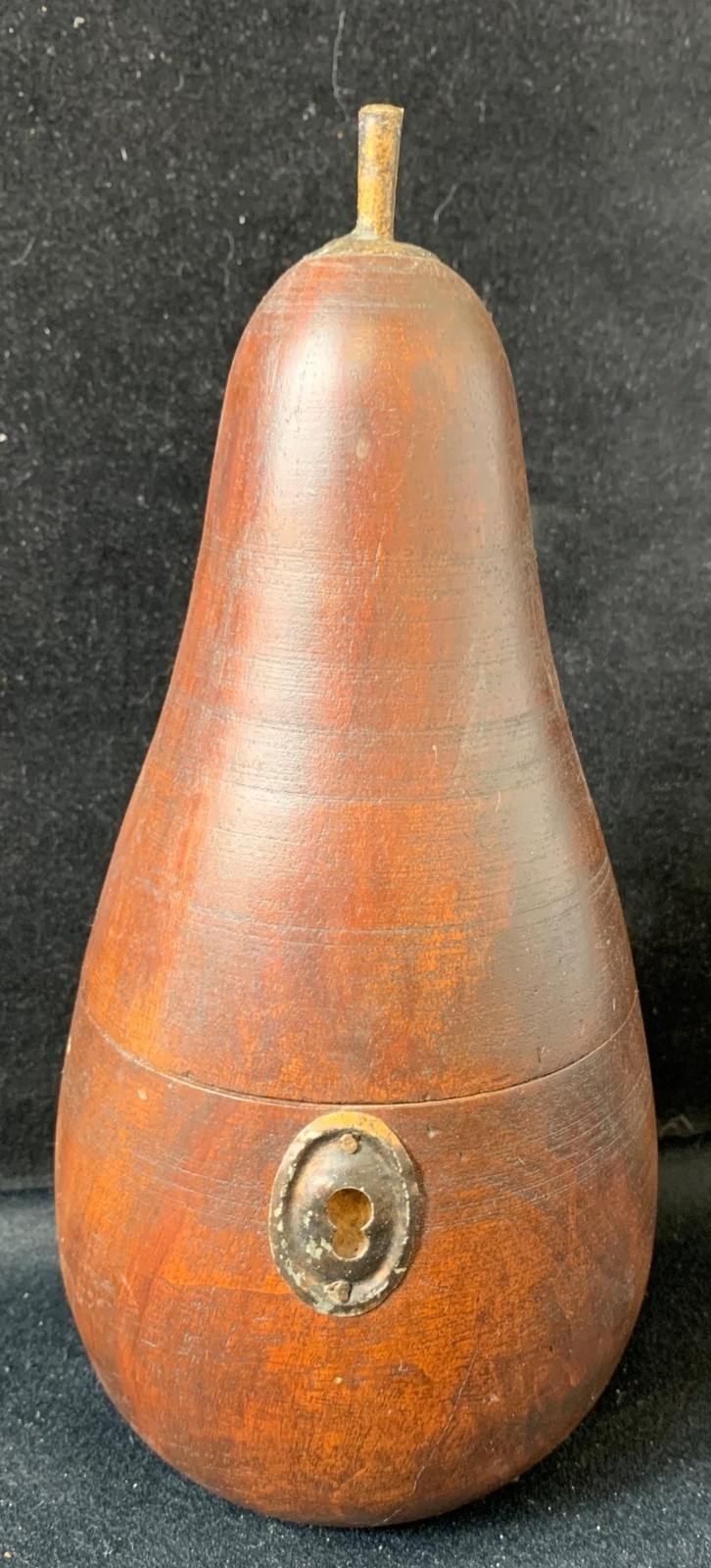 Antique Pear-Shaped Wooden Tea Caddy Box with Keyhole Design – Z#1008