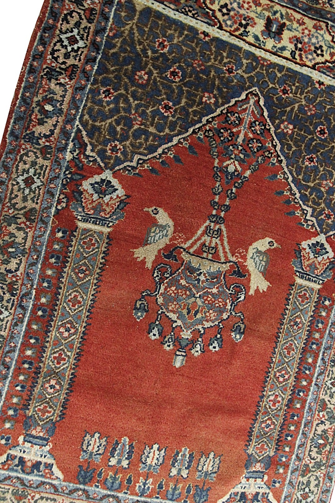 3×4 Antique Rug Turkish Tapestry Meditation Birds 92cm x 125cm c.1890
