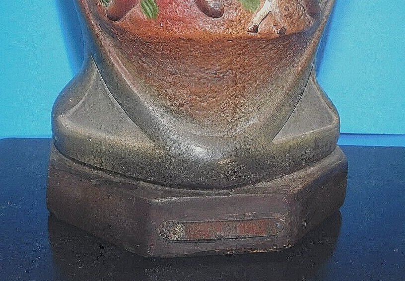 Antique Art-Nouveau 19th c France Marked, MANQUE DEPOSSE Lg Vase, Couple w/Sheep