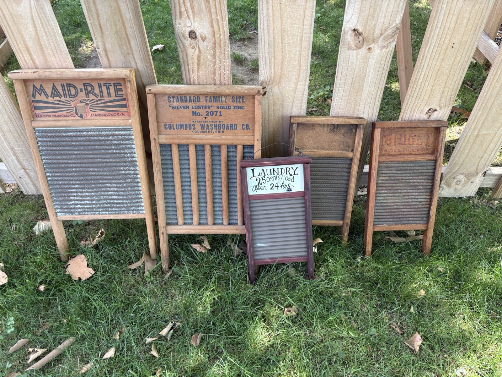 Lot Of 5 Vintage and Antique Washboards Wood