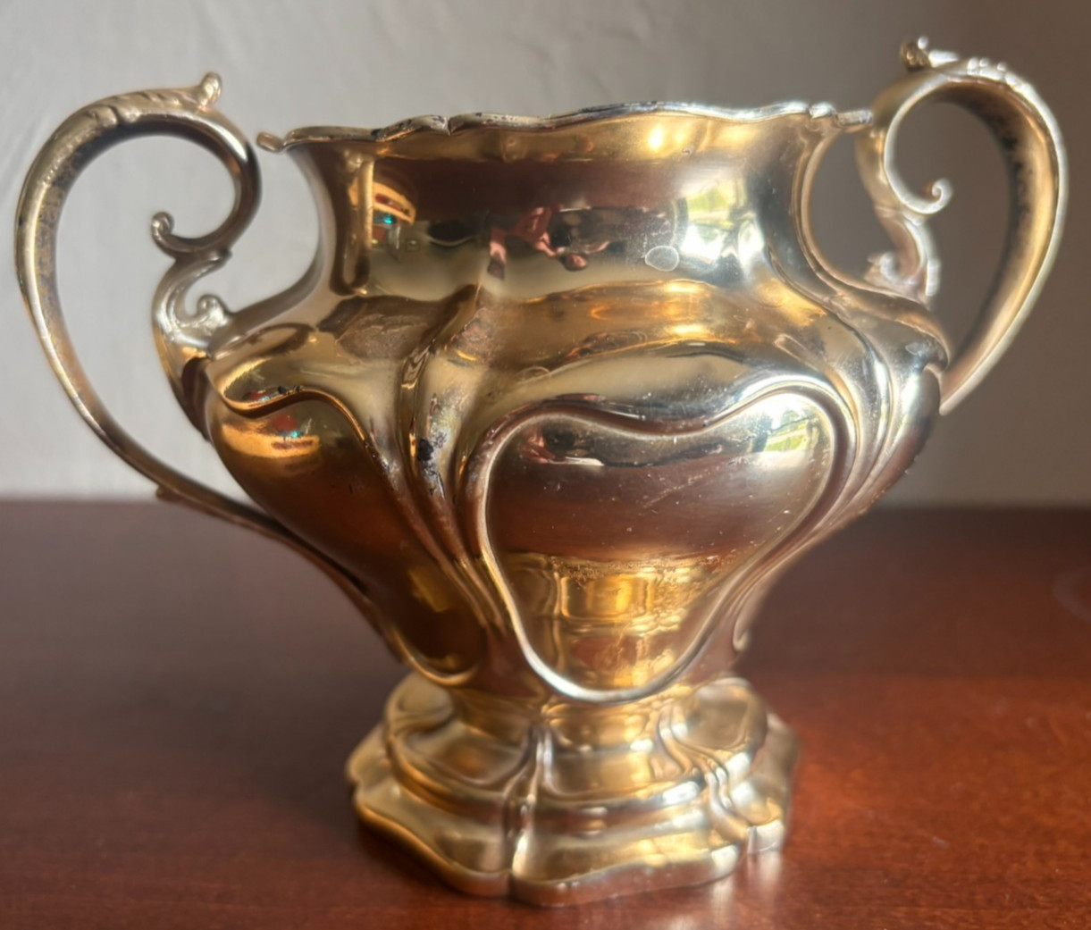 Gold Quadrupled Silver Plated Sugar Bowl Vintage Pairpoint Manufacturing Company
