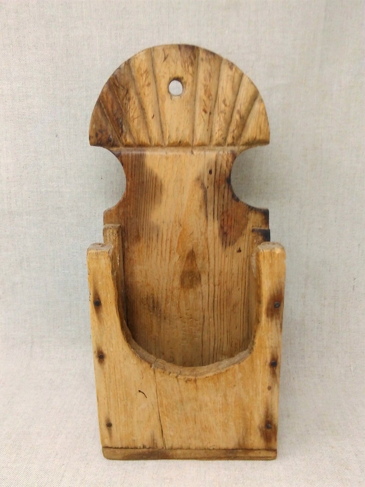 Vintage Antique Graceful Carved Wood Kitchen Wall Cubby Rolling Pin Holder 13″ H