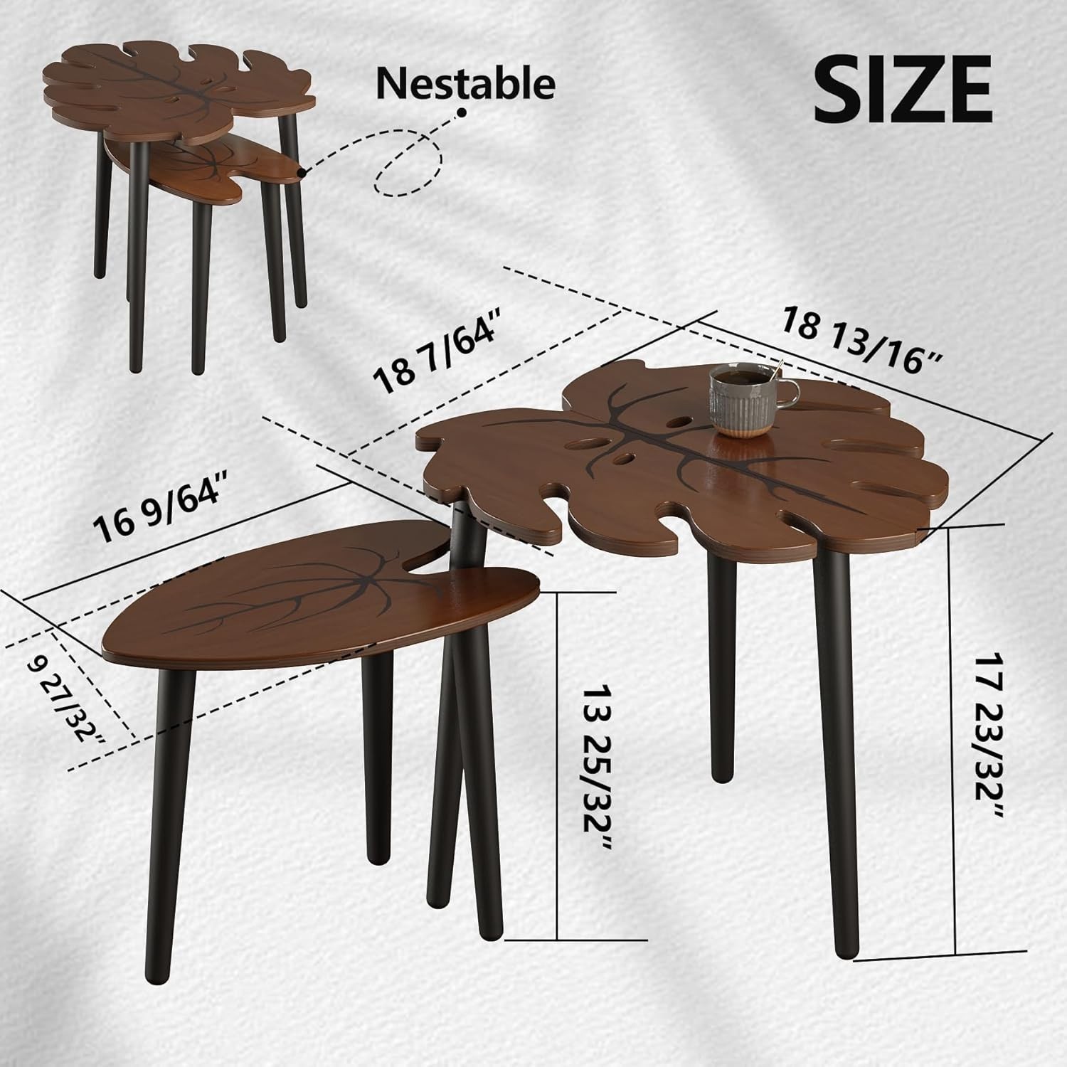 Elegant Monstera Leaf Nesting Tables Set of 2 for Modern Living Spaces
