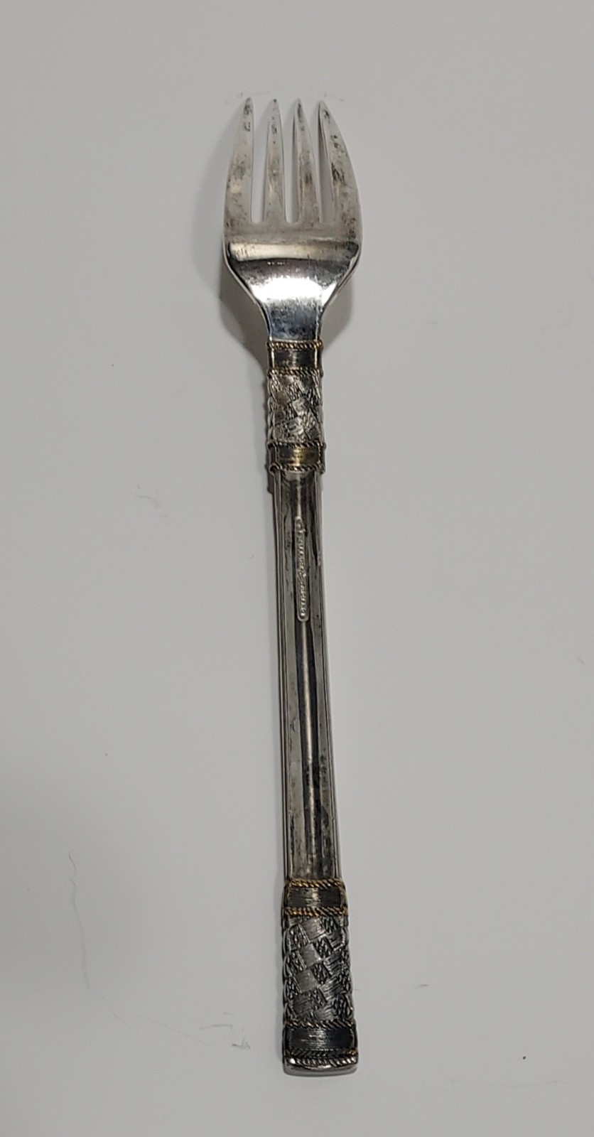 Wallace Aegean Weave 8″ Sterling Silver Fork With Gold Accents