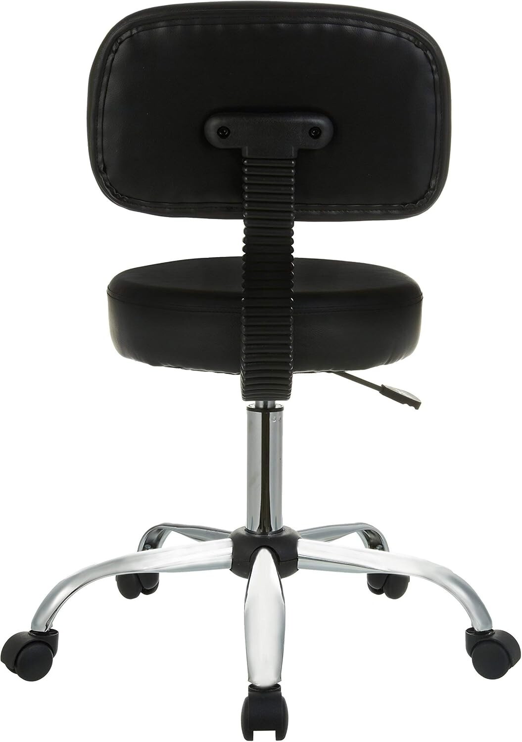 Multi-Purpose Spa Bar Stool with Chrome Base and Wheels – Elegant Black Design