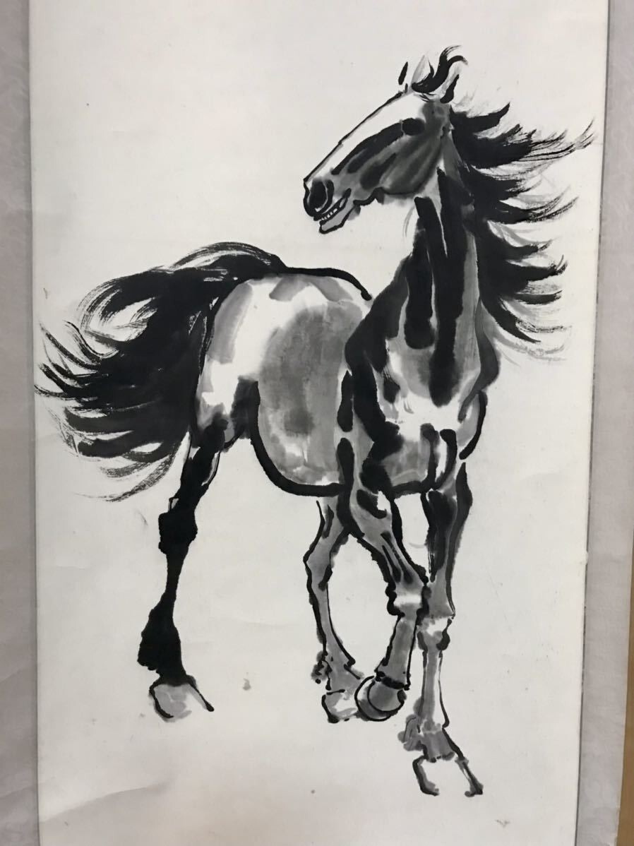 CHINESE PAINTING HANGING SCROLL CHINA HORSE ASIAN PICTURE VINTAGE f722