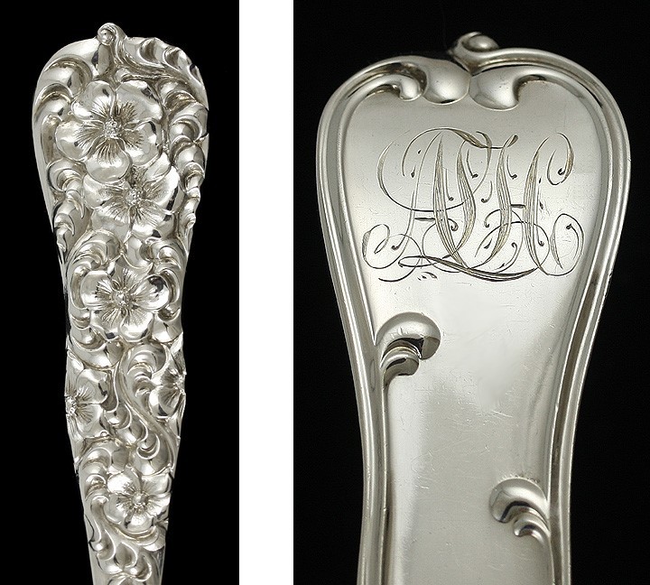 Dominick Haff Rococo Repousse Sterling Silver Berry Casserole Serving Spoon