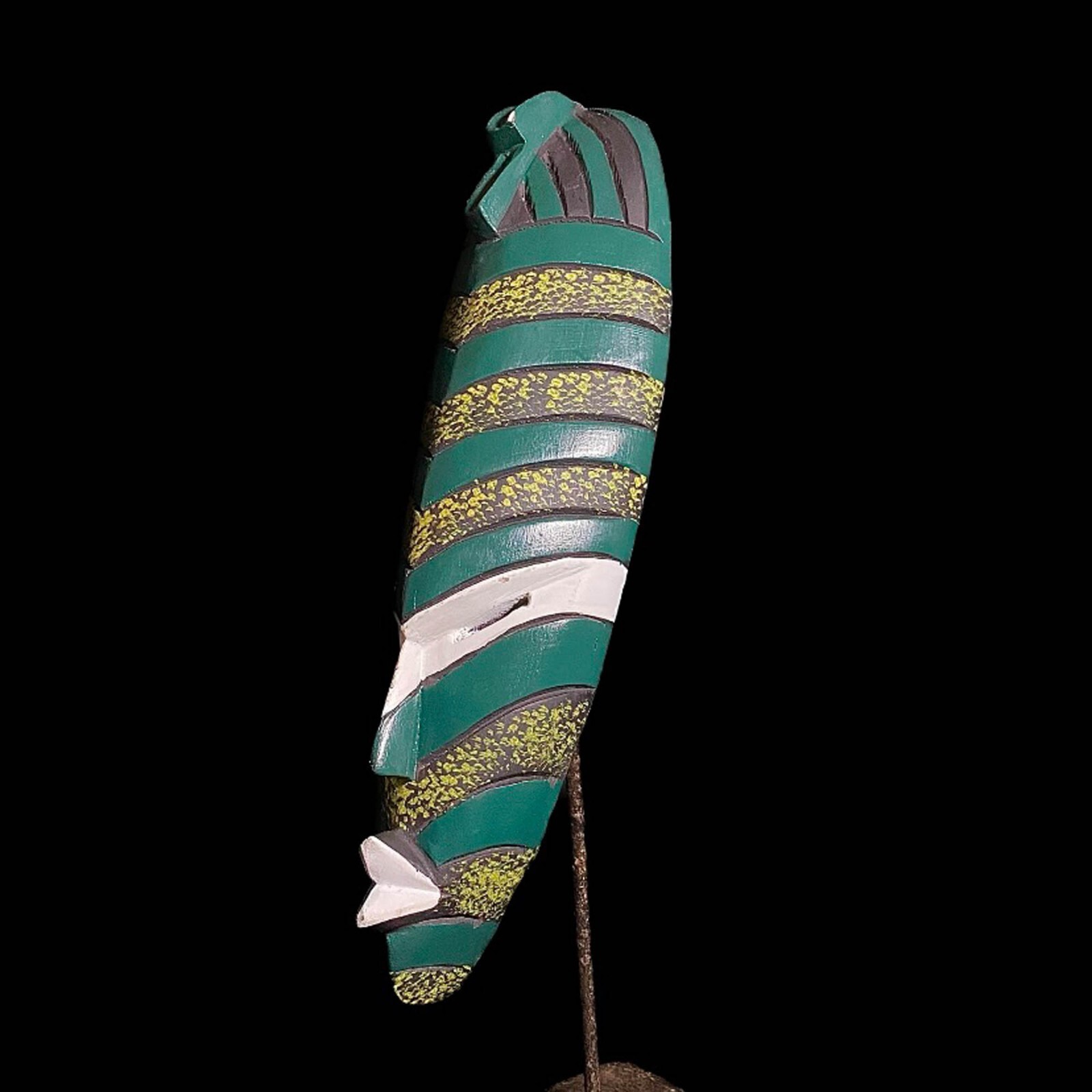 African Songye mask long carved wood Kifwebe tribal Congo art vintage-7813