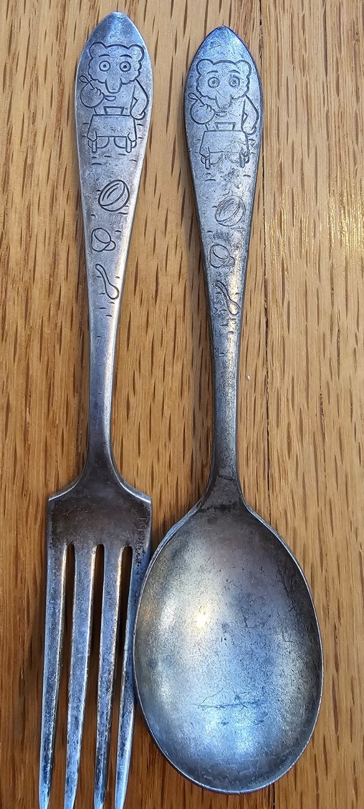Winthrop Vintage Silver Plate Baby Fork And Spoon Three Bears Goldilocks Utensil