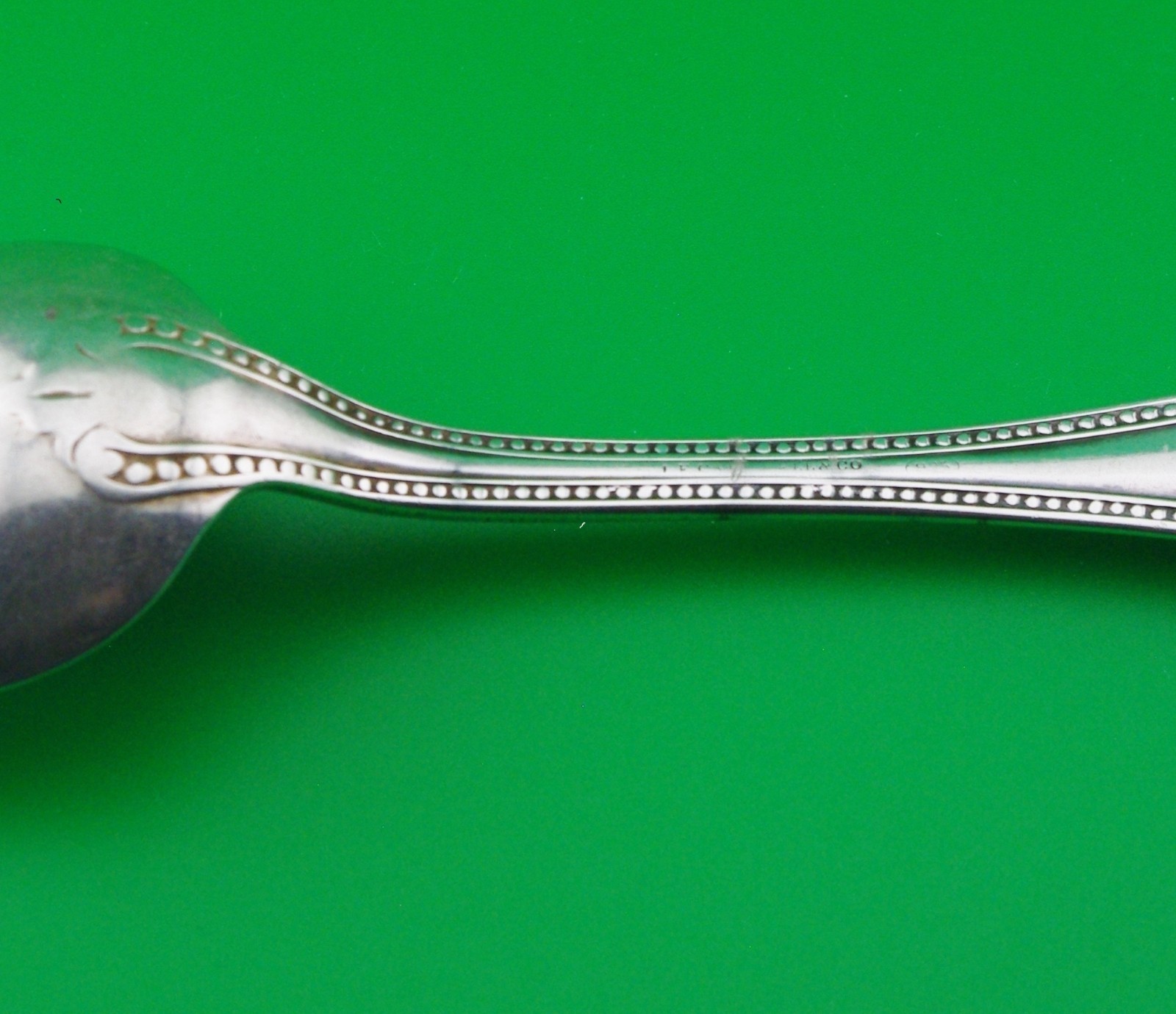 J.E. Caldwell & Co 8.5″ Serving Spoon J.E.W 2 bead Pattern .925 silver