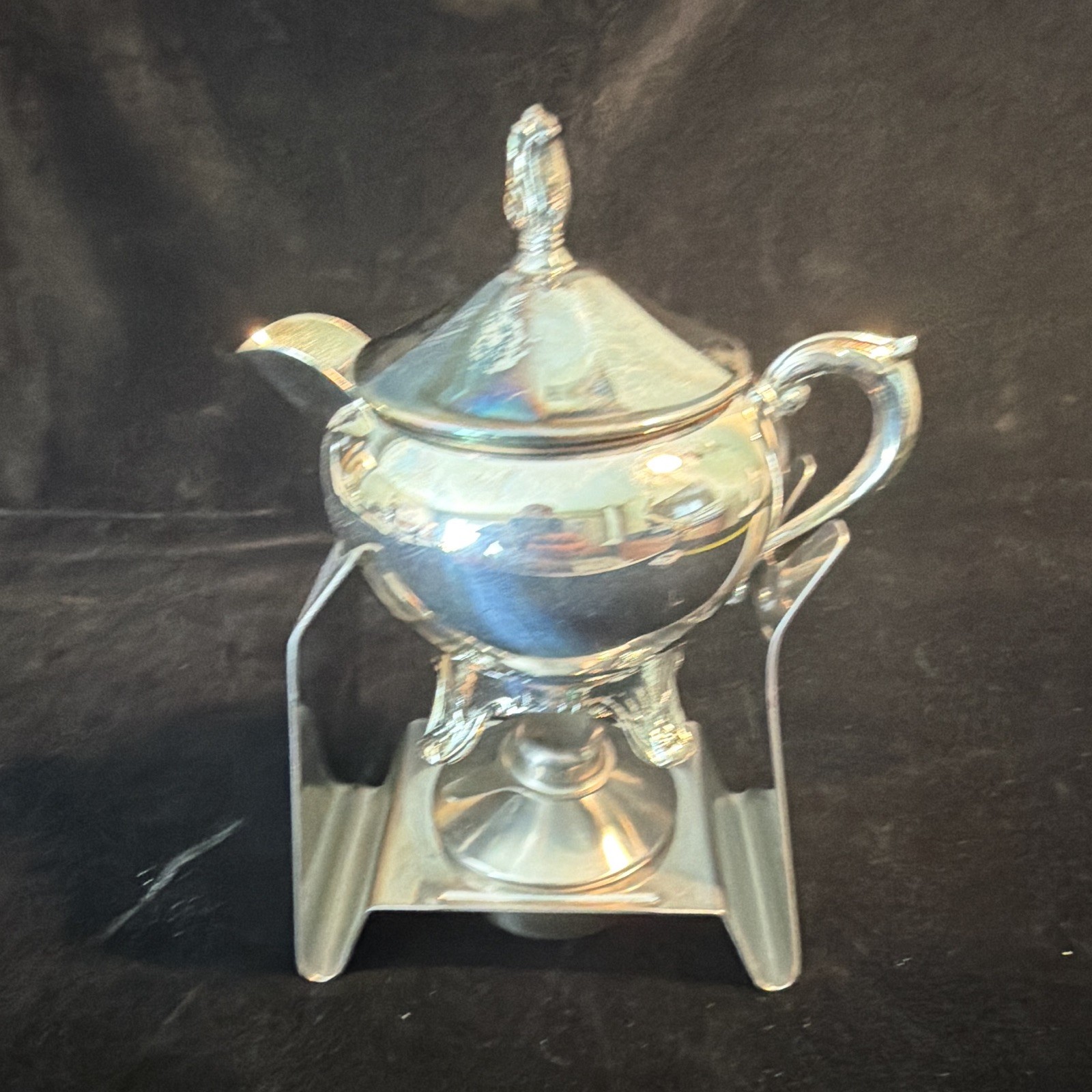 Rogers Silverplate Covered Serving Bowl on Stand Warmer Set, Post-1940