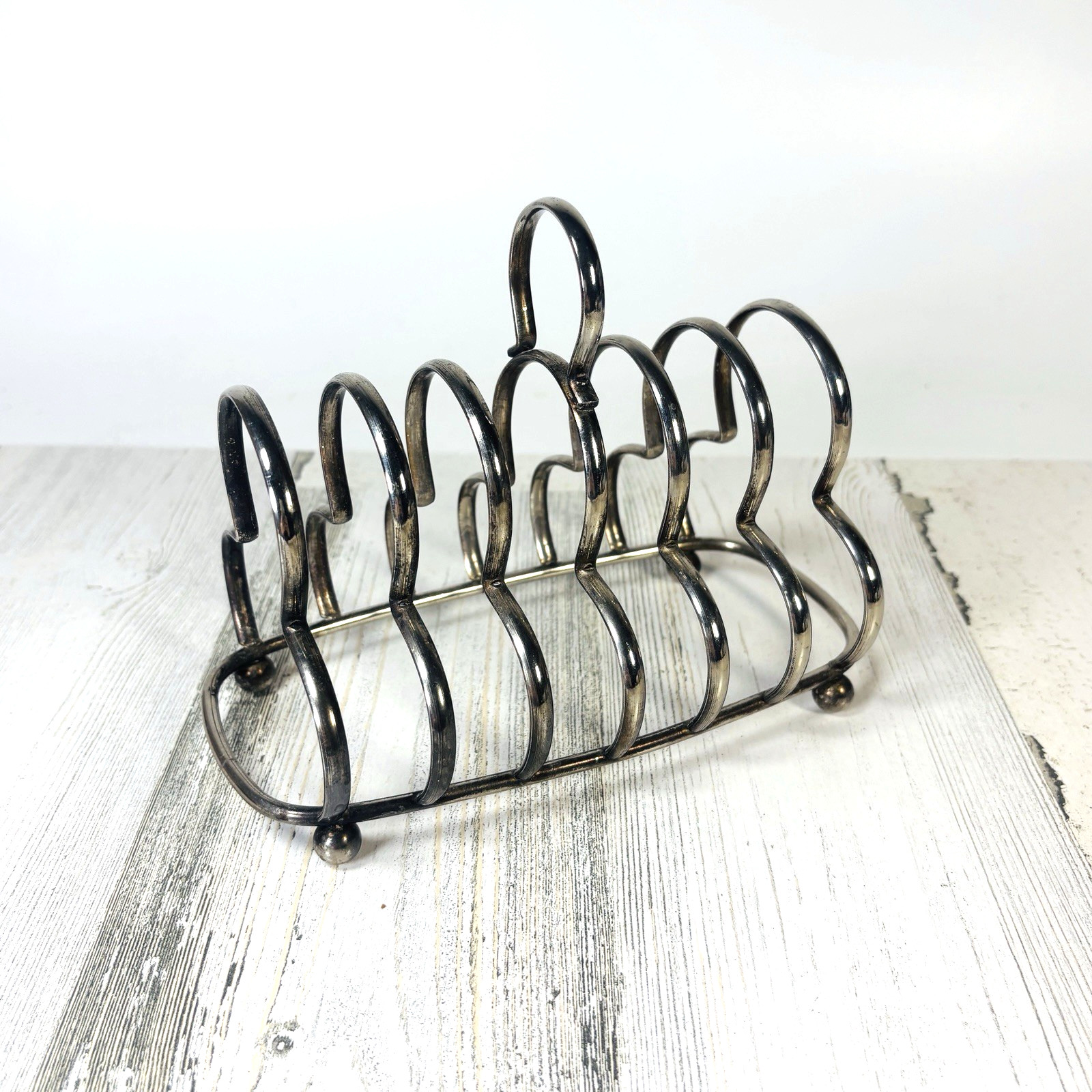 English European 6 Slice Toast Rack Silver Plate 6.5″ X 5″ Art Deco c. 1930