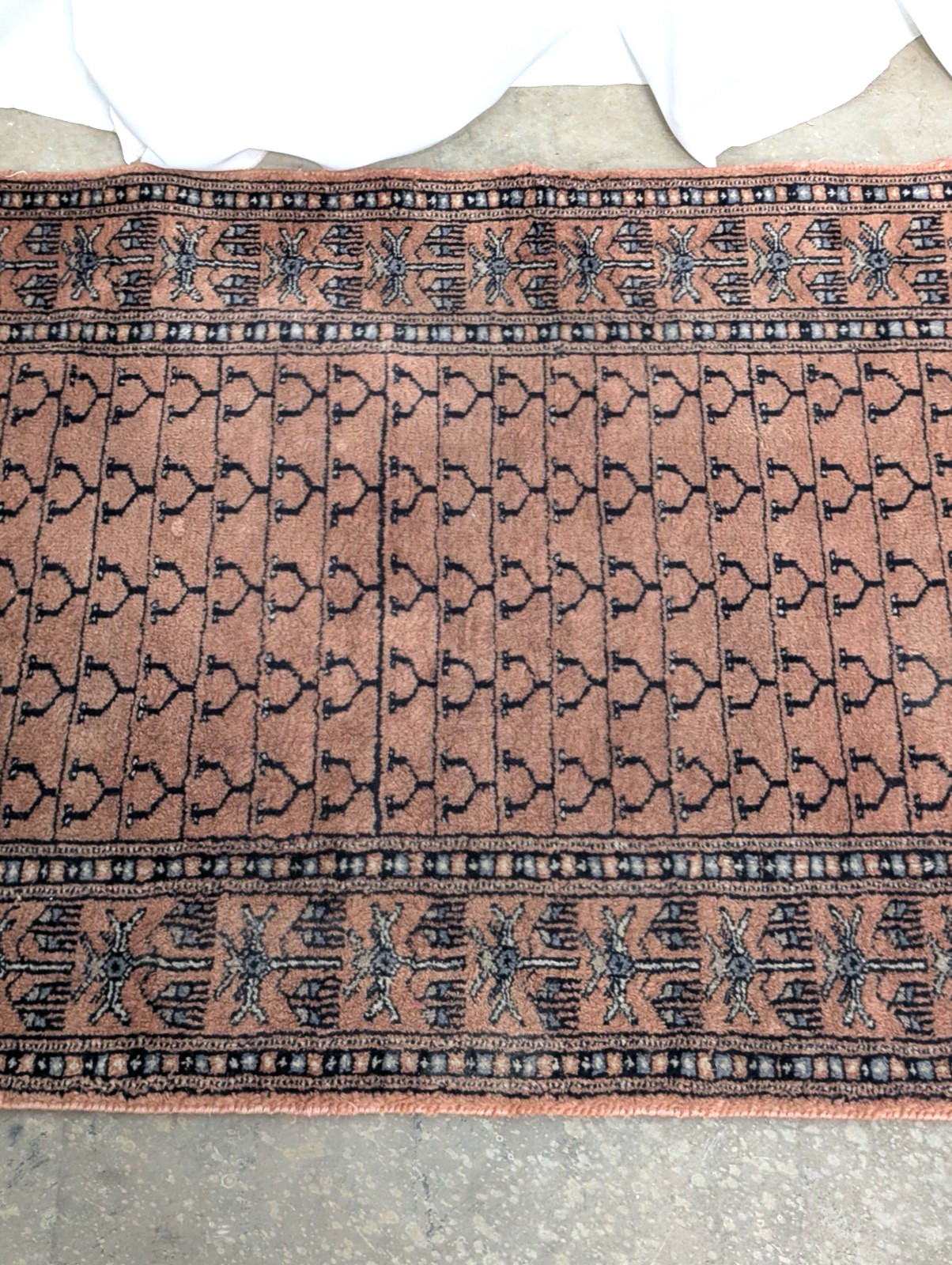 Vintage Hand Knotted Terracotta Bokhara Rug Turkmen Wool Rug Gul Motifs 4′ x 2.5