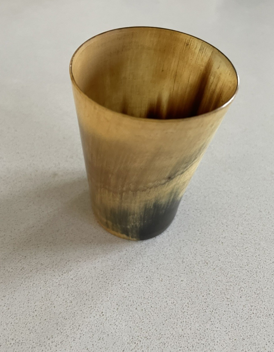 Antique Horn Beaker Cup, dice shaker