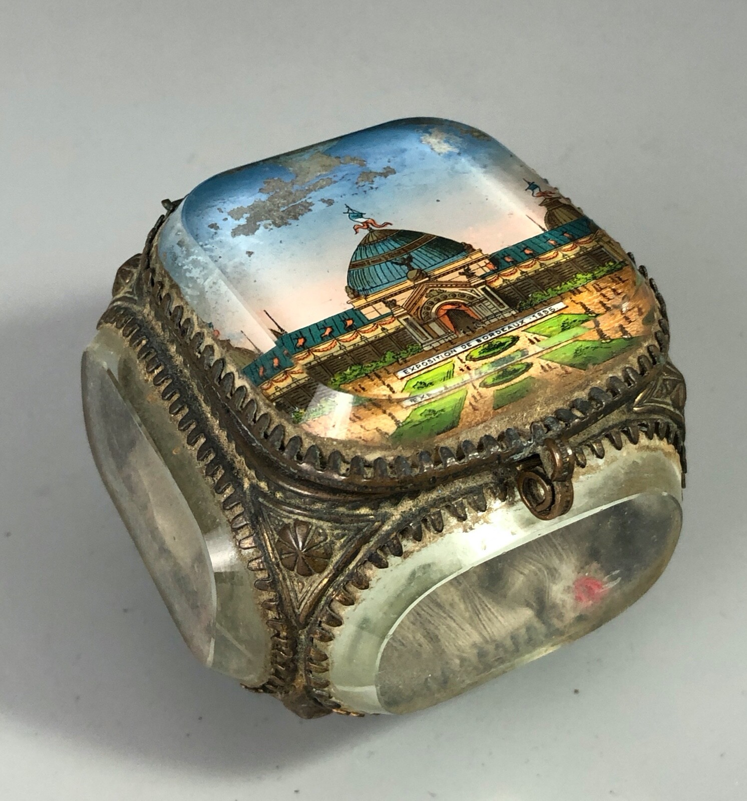 19th Century French Glass Casket Exposition De Bordeaux 1895 CZX
