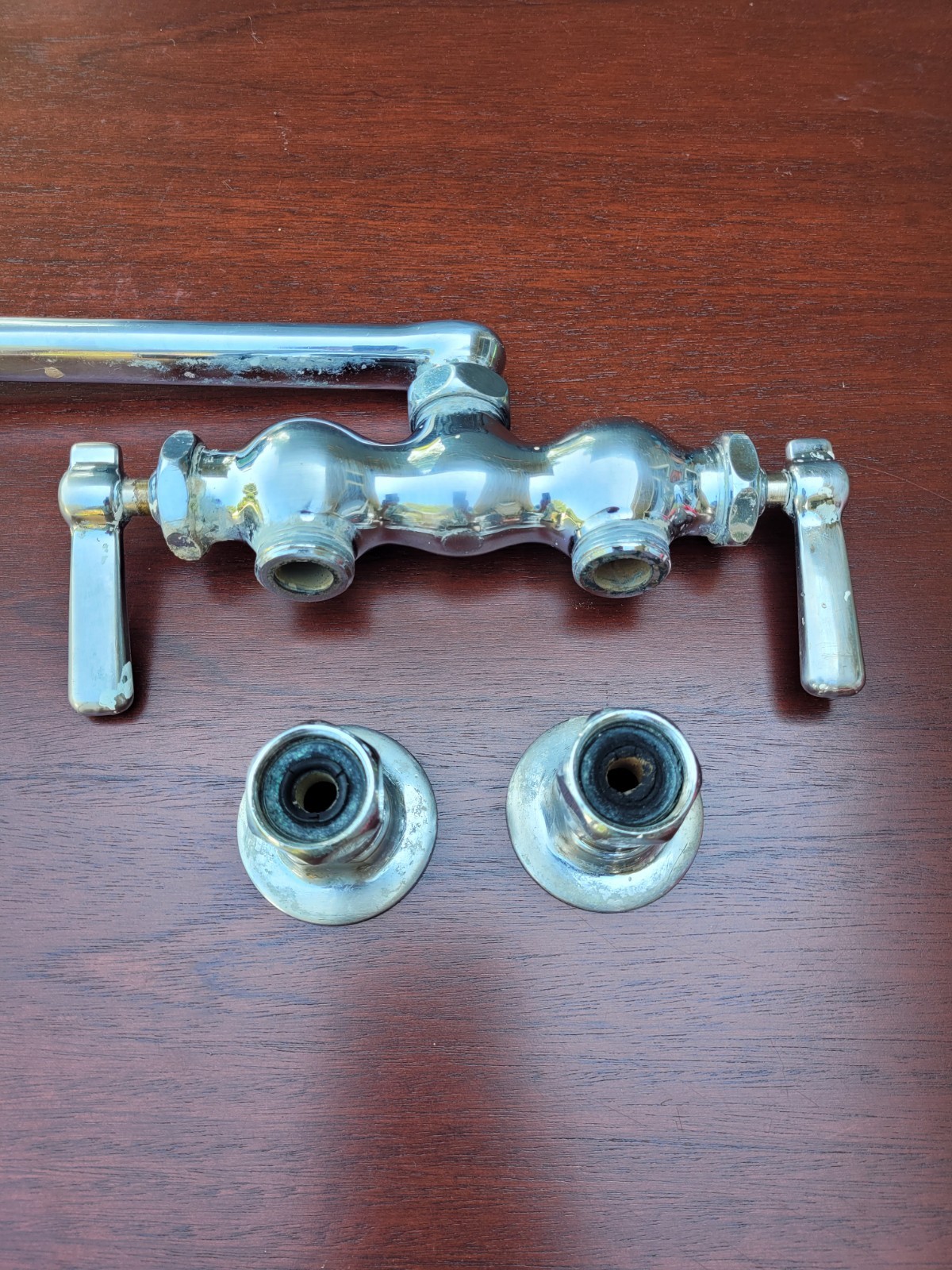Vintage Chicago Faucet Solid Brass Commercial Grade Chrome Deck Mount Sold As Is