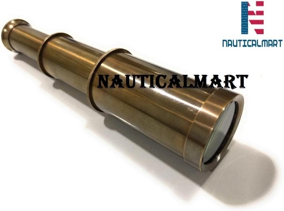 NauticalMart 6 Inch Antique Finish Brass Telescope | Vintage Replica with Leathe