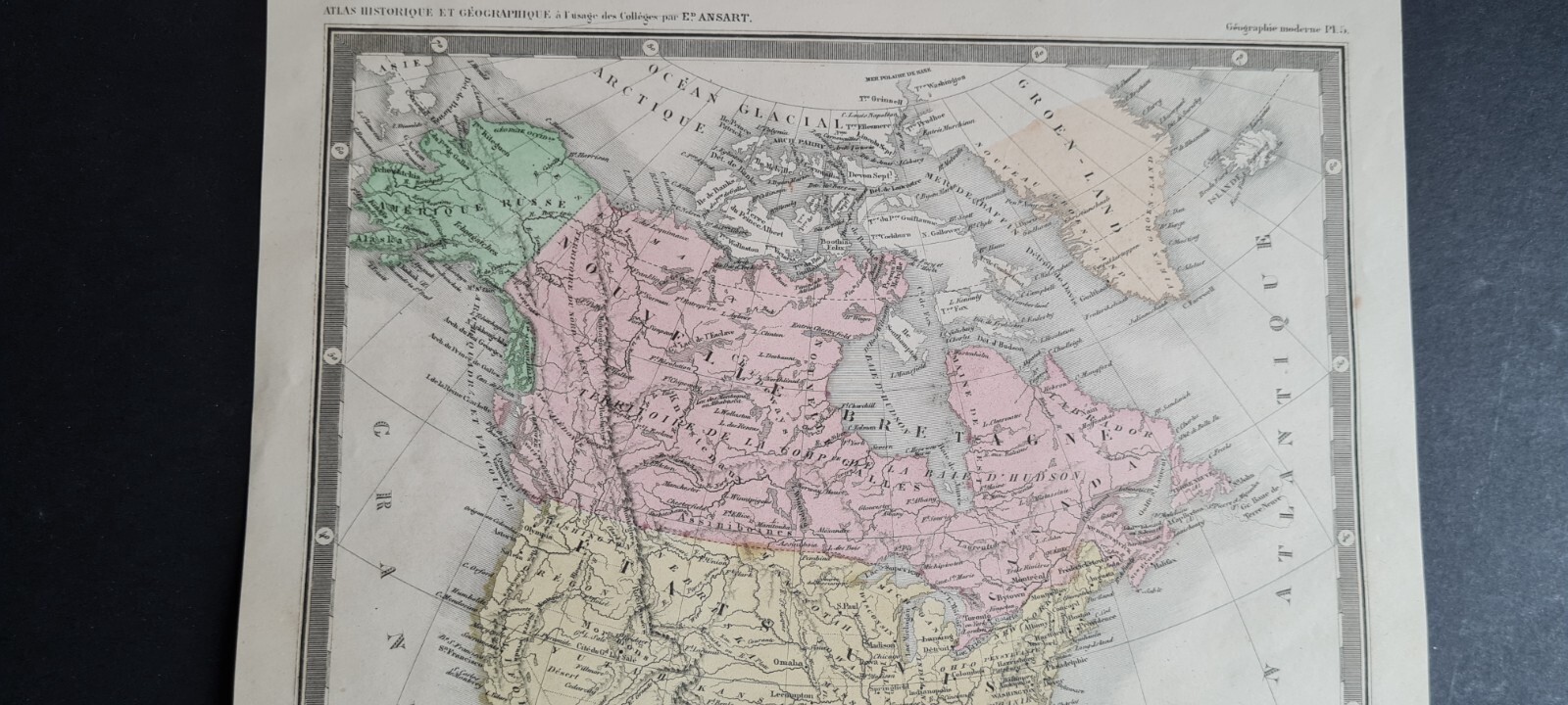 Antique (1862) French map – North America pre-Alaska purchase – Ansart