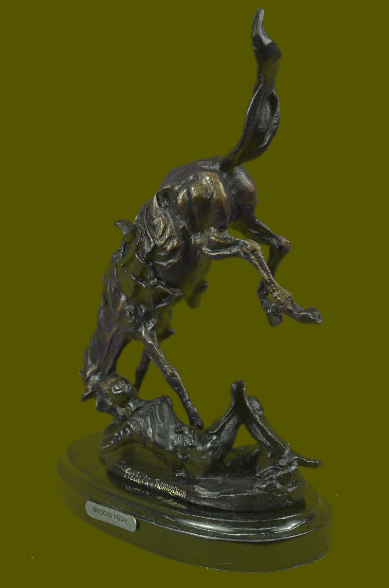 LEGENDS In BRONZE WICKED PONY by FREDERIC REMINGTON Marble Base Cowboy HORSE ART