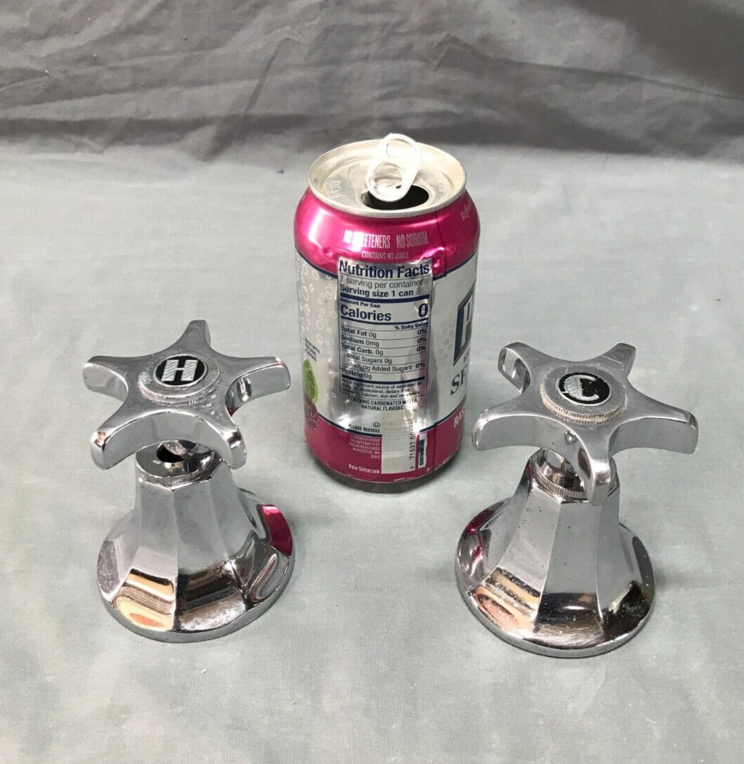 Antique VTG 1940’s Chrome Brass Art Deco Bathtub Cross Handles Parts Old 534-25B