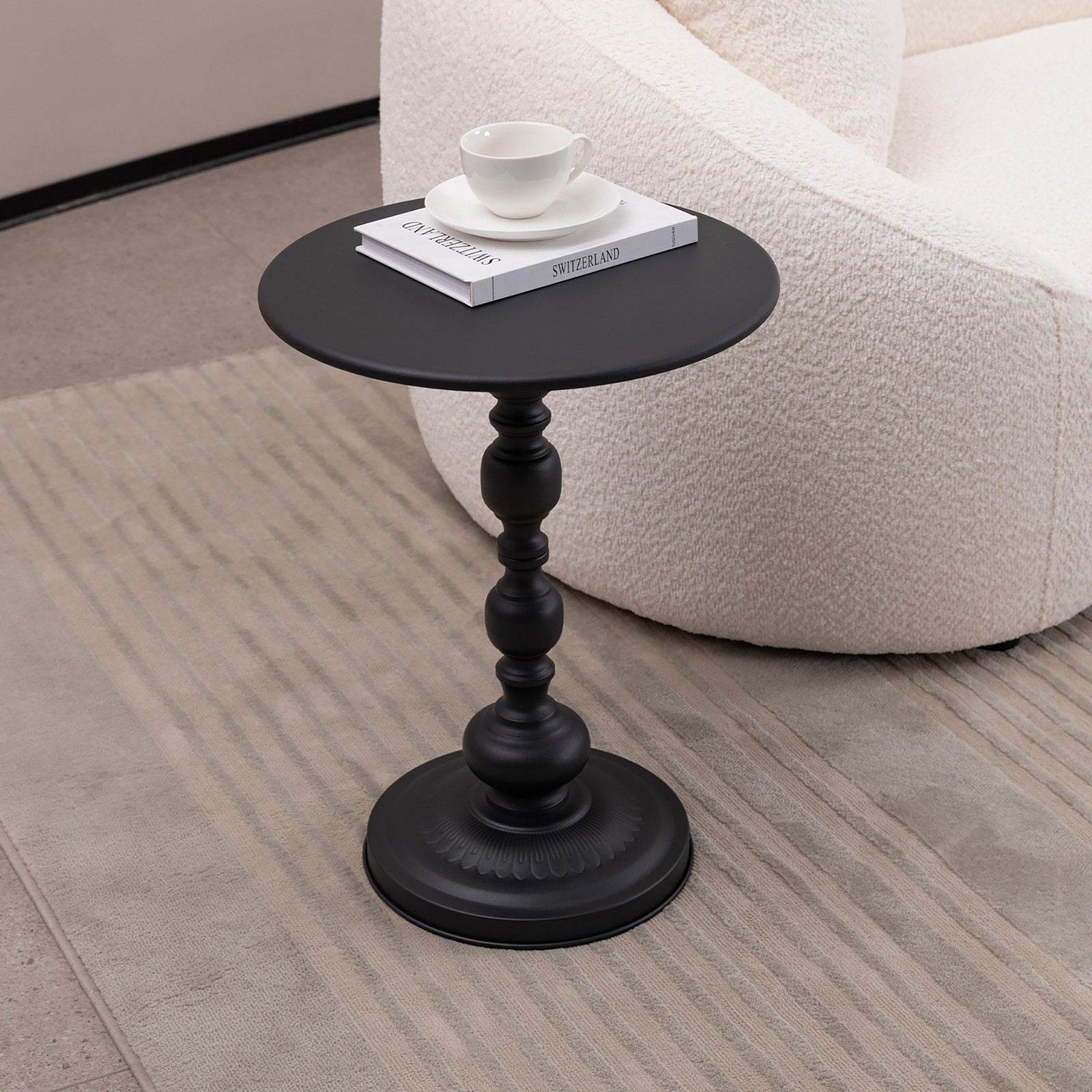 2Pcs Adjustable Side Table Small Tea Martini Table for Display and Storage Black