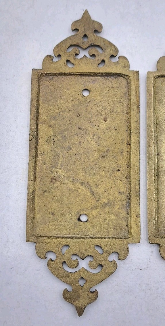 Vintage Door Push Plates Old Cast Brass Finger Push Plate Hardware Pair