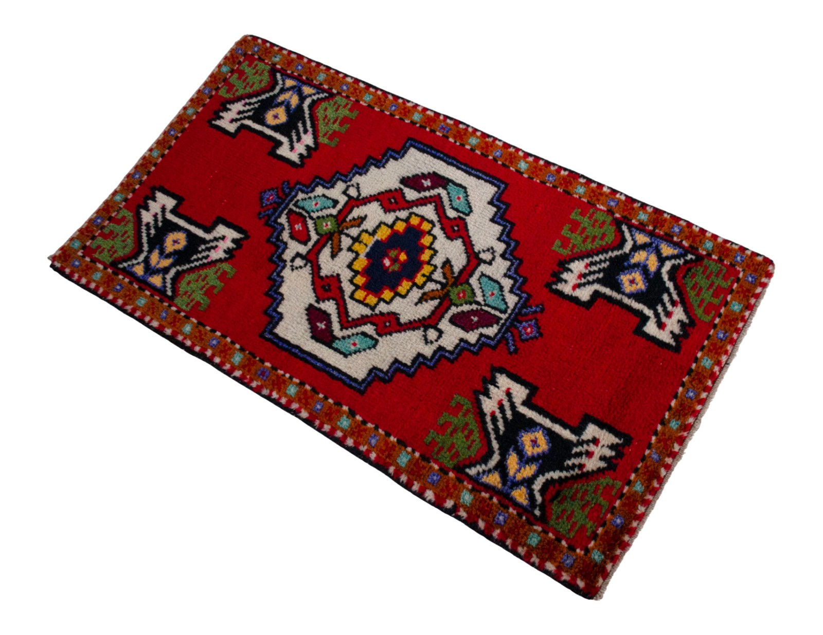 Vintage Handmade Small Rug, Kitchen Rug, Turkish Rug Wool Doormat – 1′8″ x 3′1″