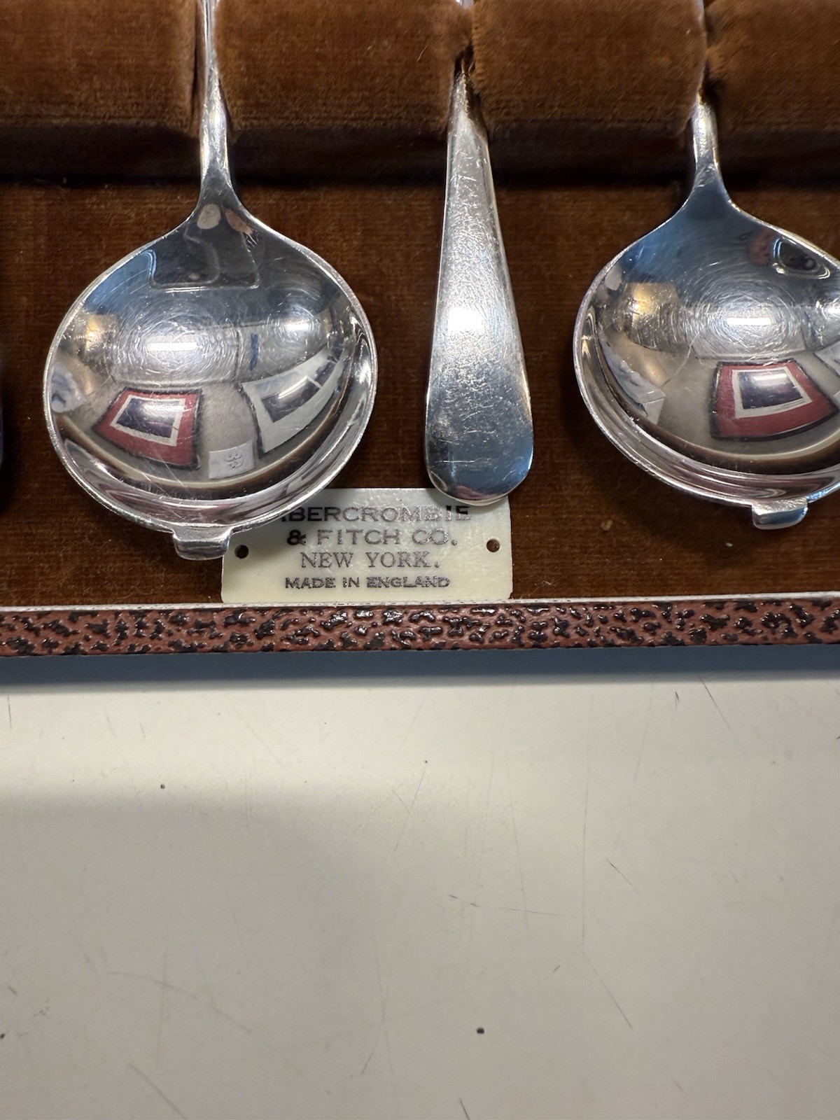 RARE Silver Espresso Spoons From Abercrombie & Fitch, 1912-1914, Original Case