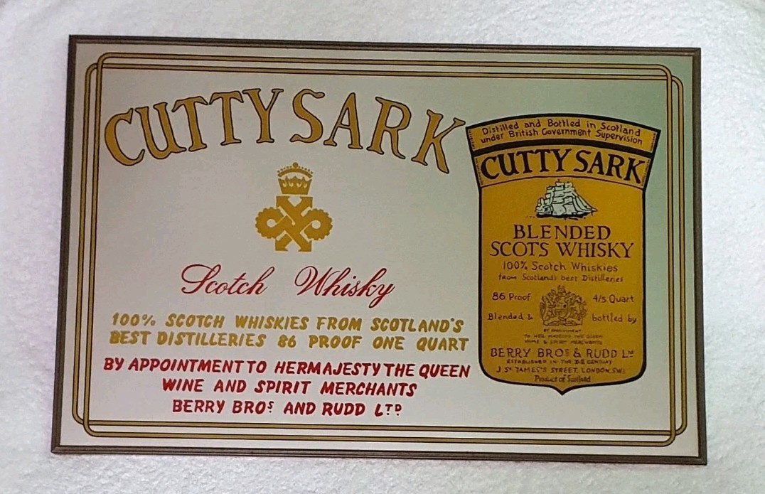 🔶️CUTTY SARK SCOTCH WHISKY VINTAGE RETRO PUB MIRROR ADVERTISING MAN CAVE BAR