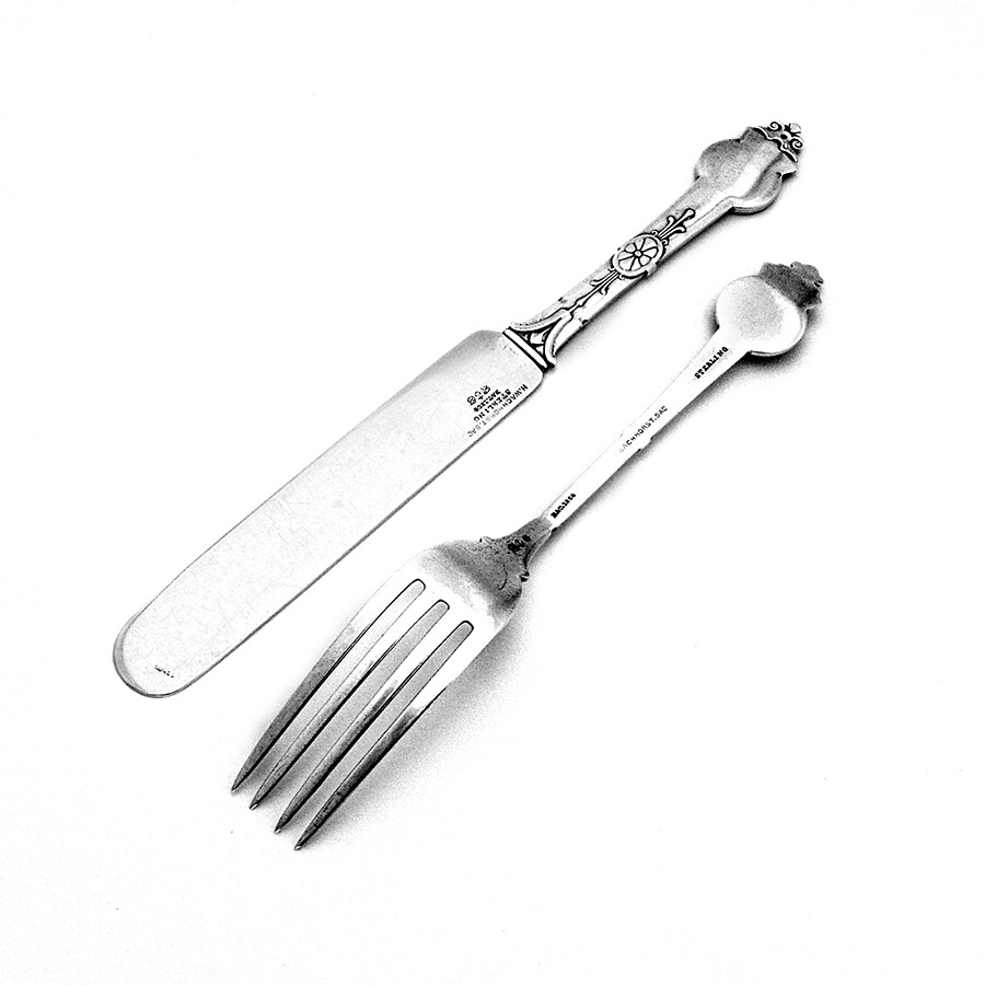 Gorham Medallion Youth Breakfast Set Sterling Silver Pat 1864