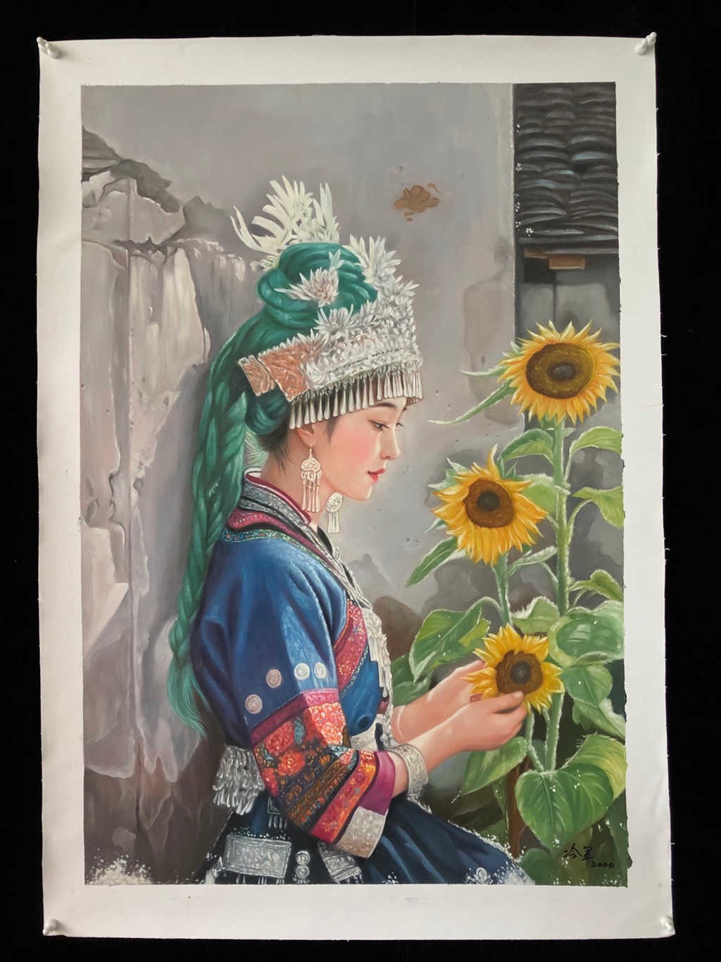 Chinese Hand Painted Canvas Oil Painting Beautiful Woman By Leng Jun 冷军 20646