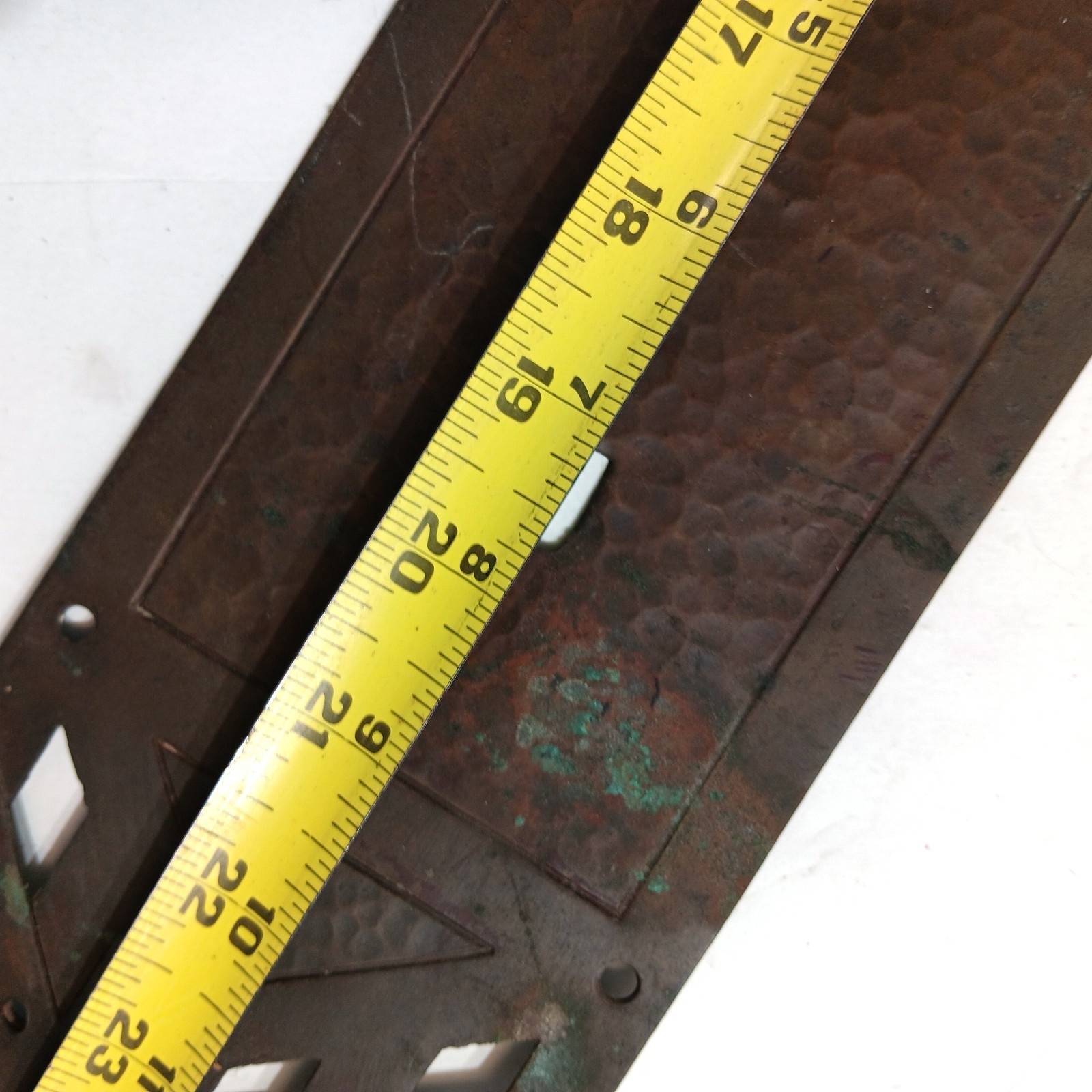 gothic-styke antique brass 27″ door push plate / backplate
