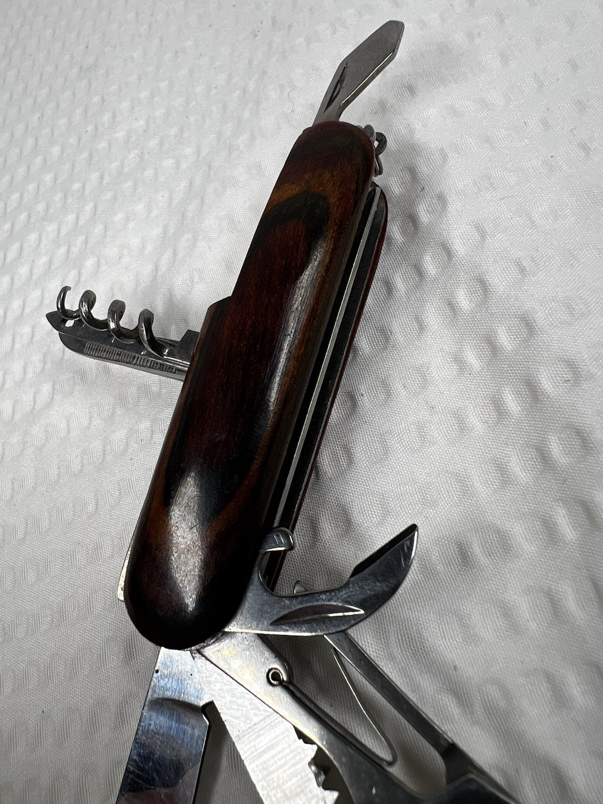 Seven multi function wood grain handle tool/knife stainless