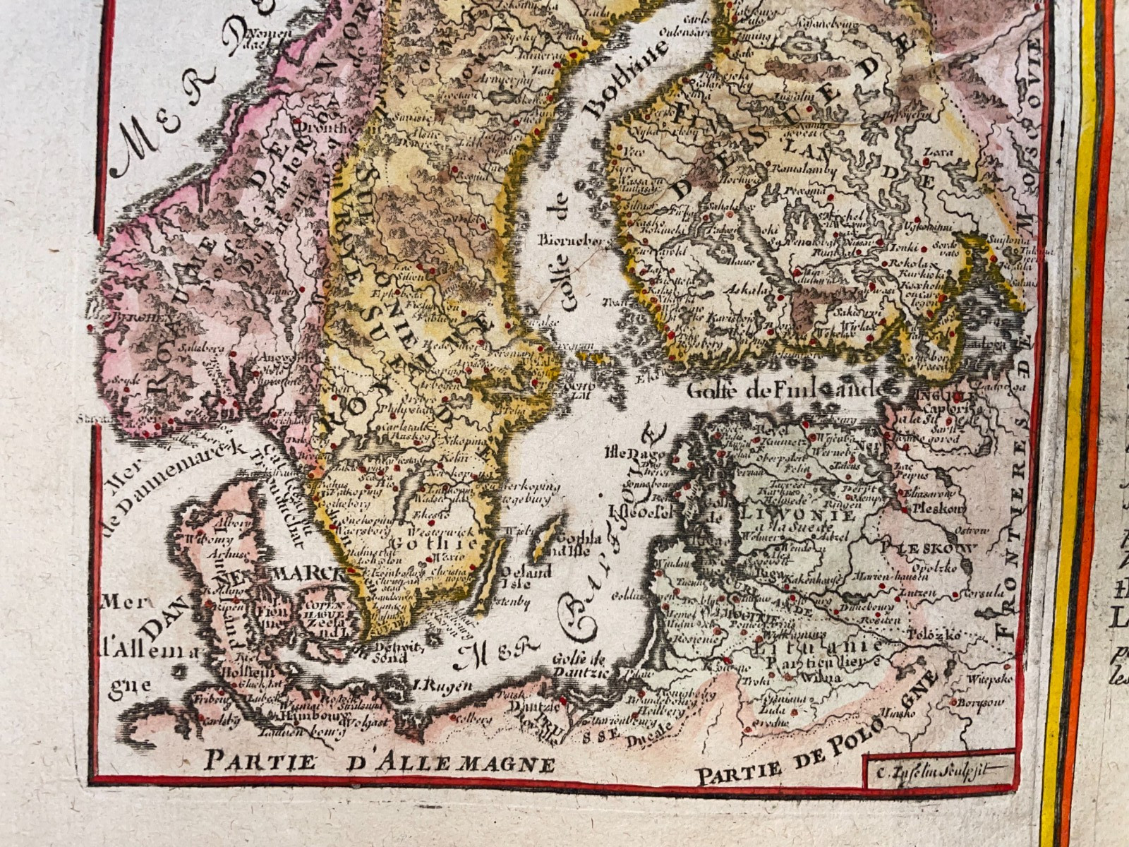 SCANDINAVIA LIVONIA LITHUANIA DATED 1705 NICOLAS DE FER ANTIQUE MAP 18TH CENTURY