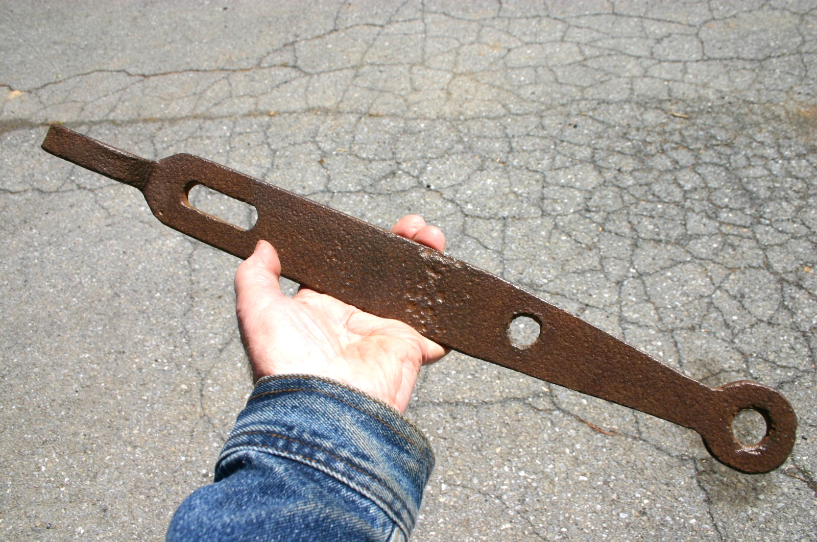 Unusual, Large Antique/Vintage Hasp, Wrought Iron, Hand-Forged w/ Keeper & “Bolt