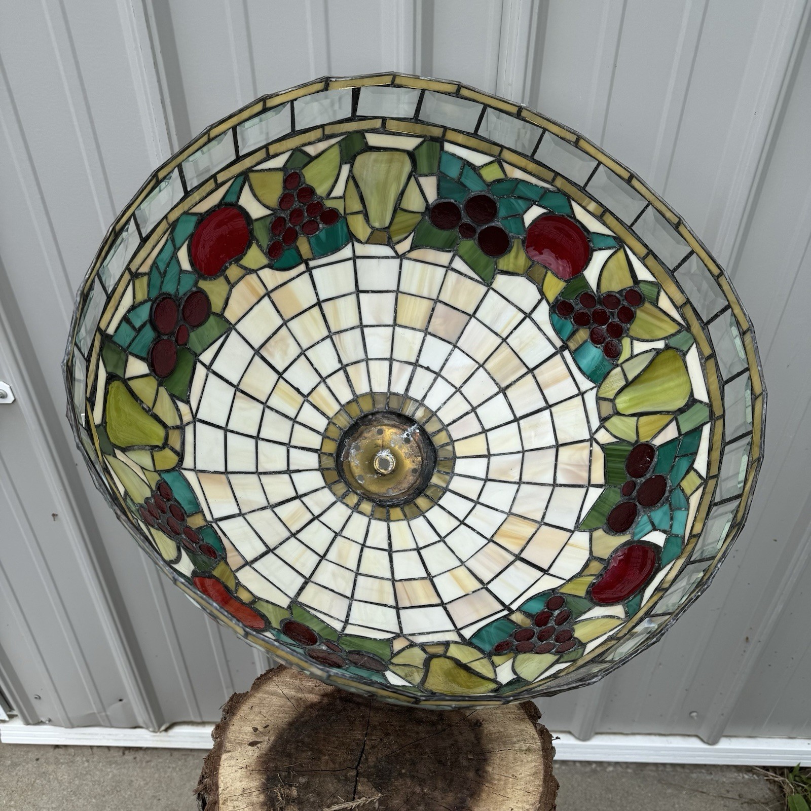 Vintage 70s Tiffany Style Fruit Chandelier Pendant Desk Shade Art