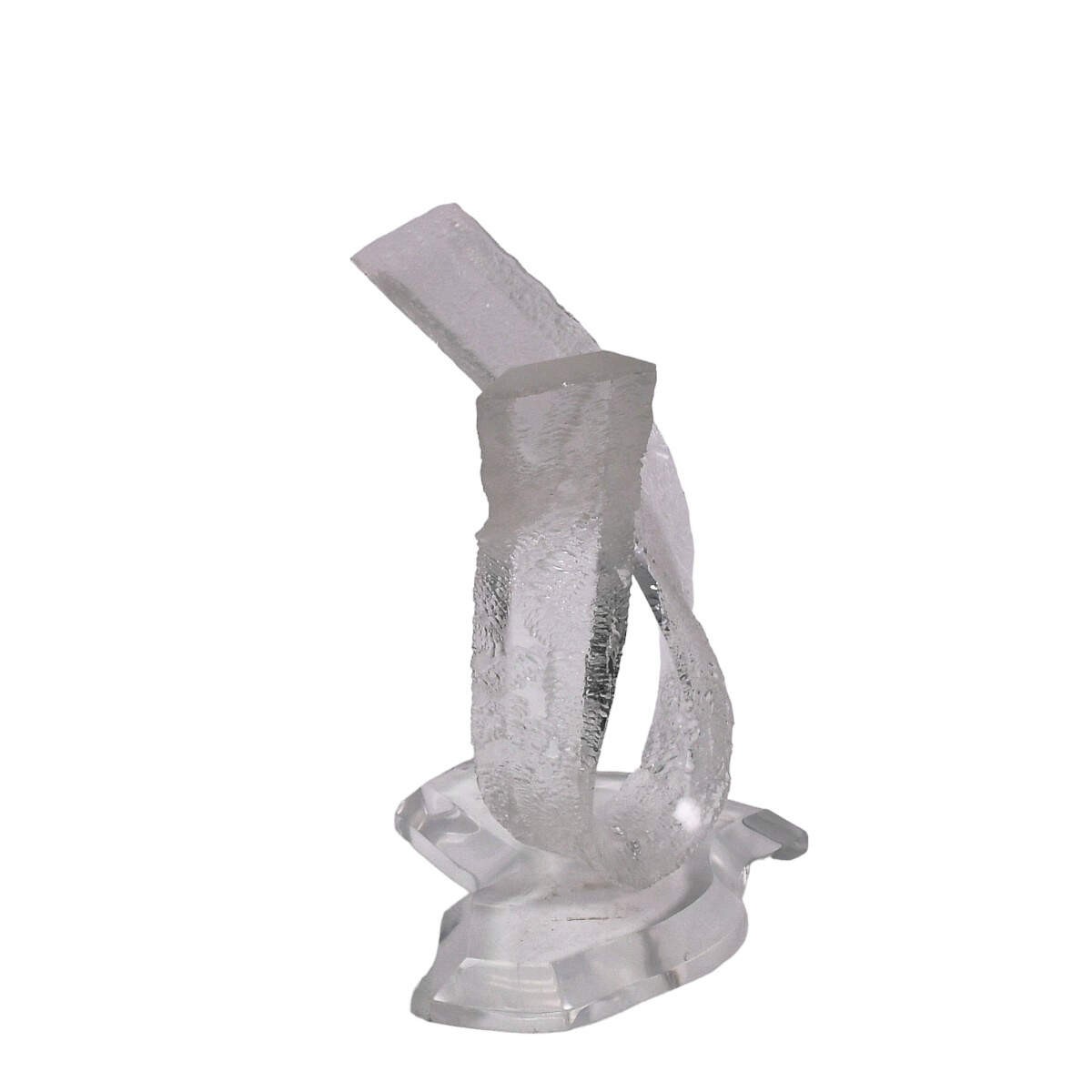 Clear Acrylic Bird Sculpture on Stand